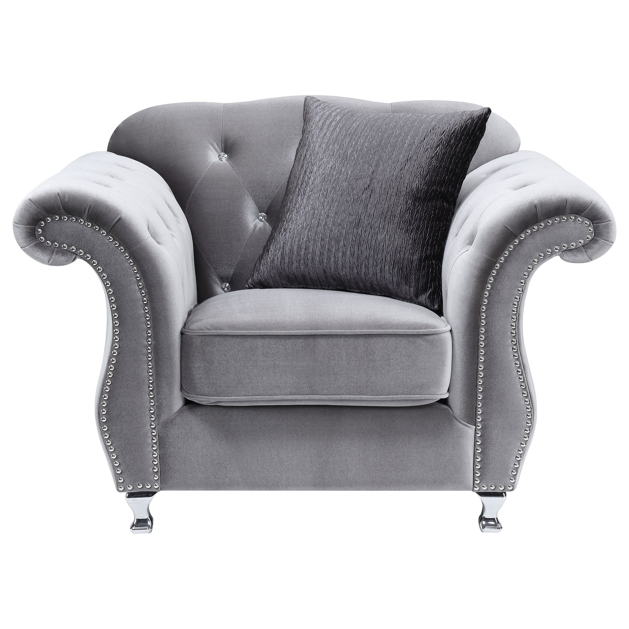 Frostine Button Tufted Chair Silver