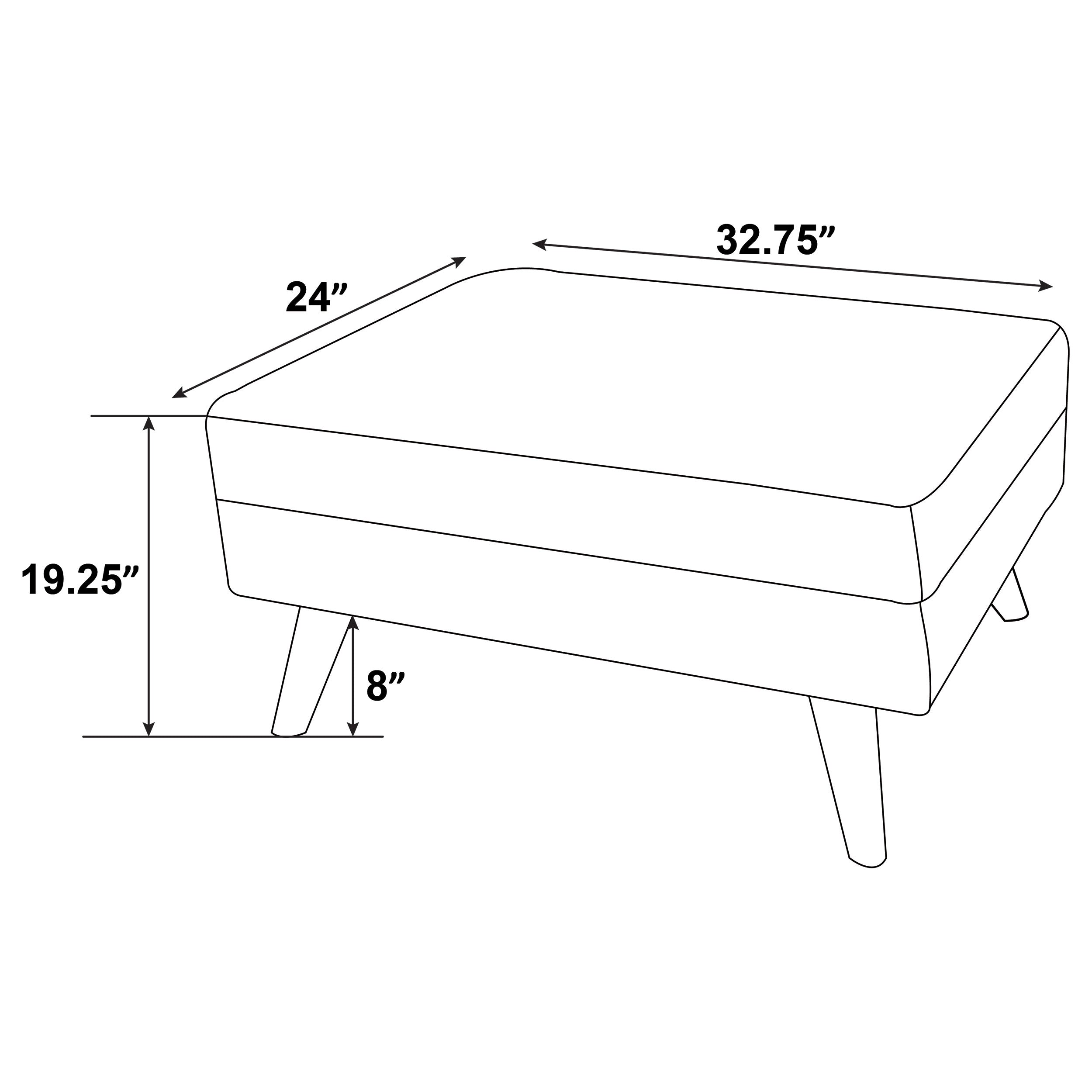 Churchill Ottoman with Tapered Legs Grey