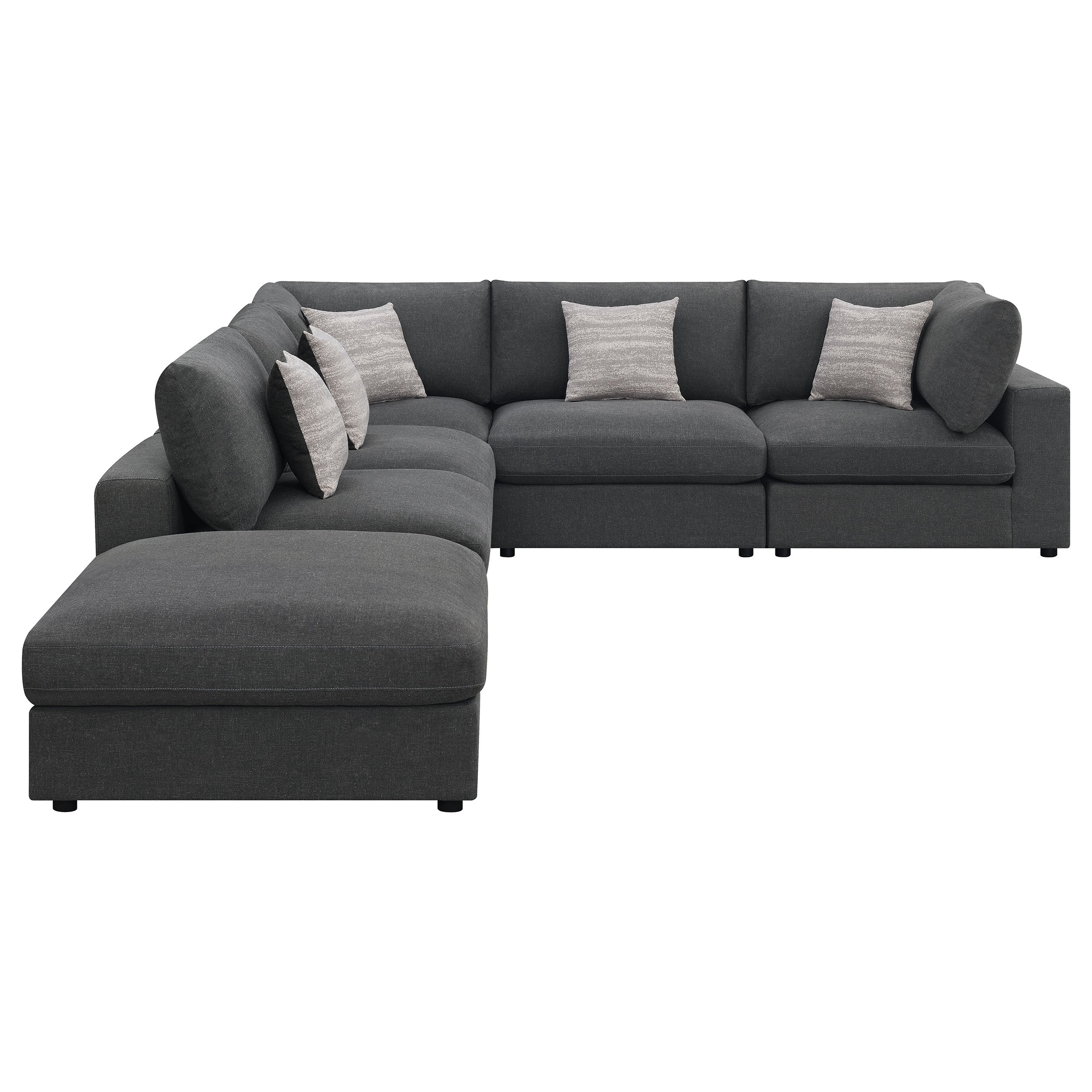 Serene 6-piece Upholstered Modular Sectional Charcoal