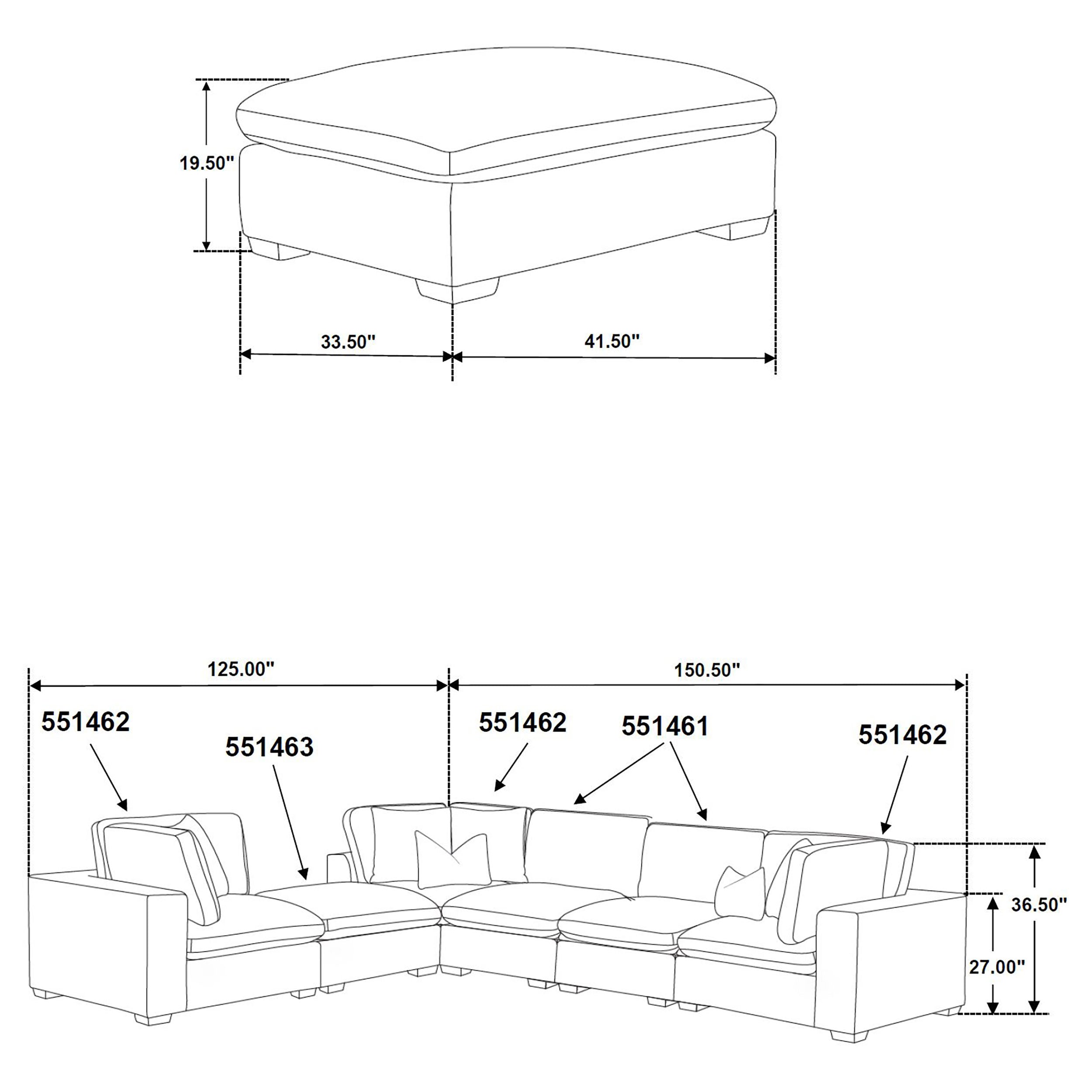 Lakeview  Upholstered Modular Sectional Sofa Dark Chocolate