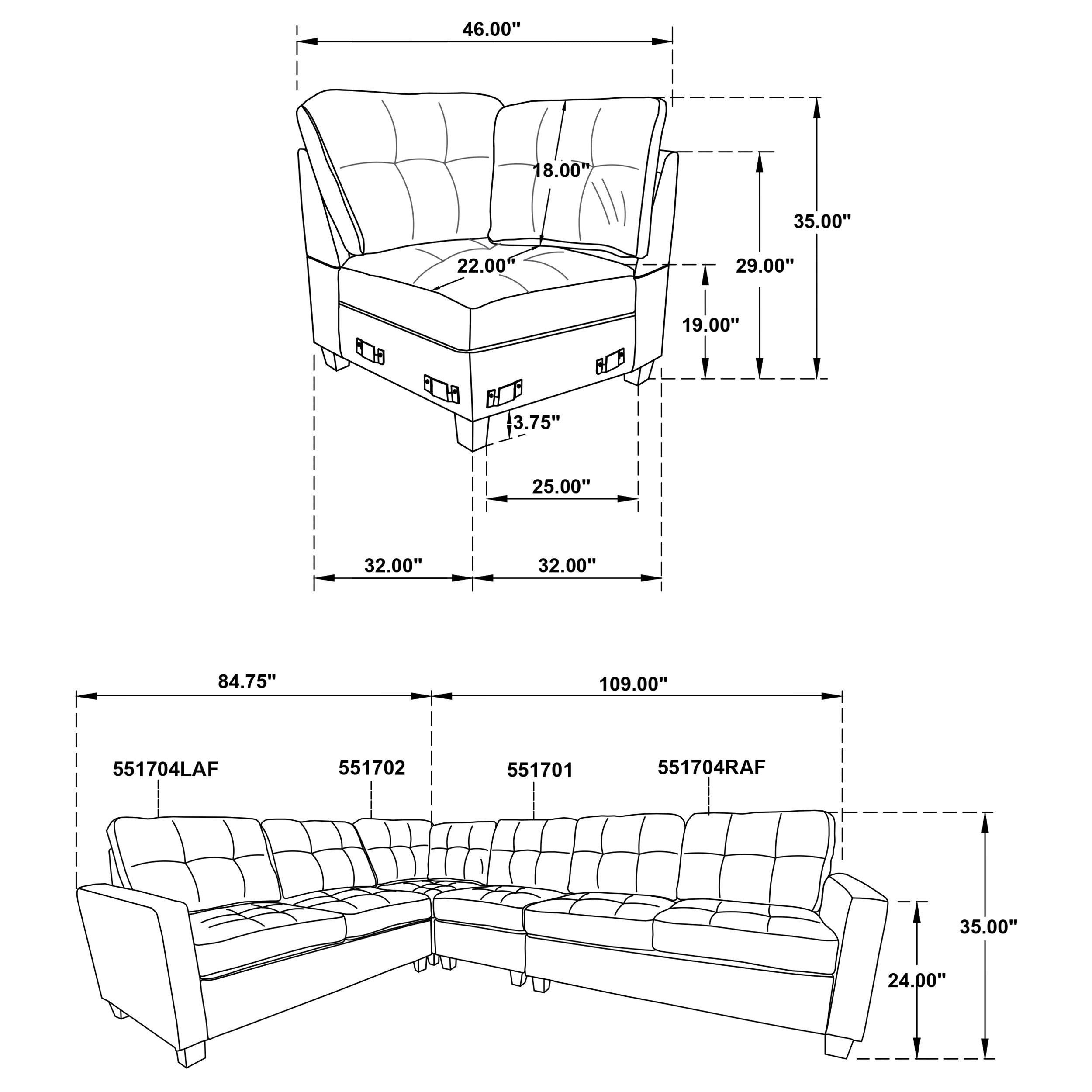 Georgina  Upholstered Modular Sectional Sofa Steel Grey