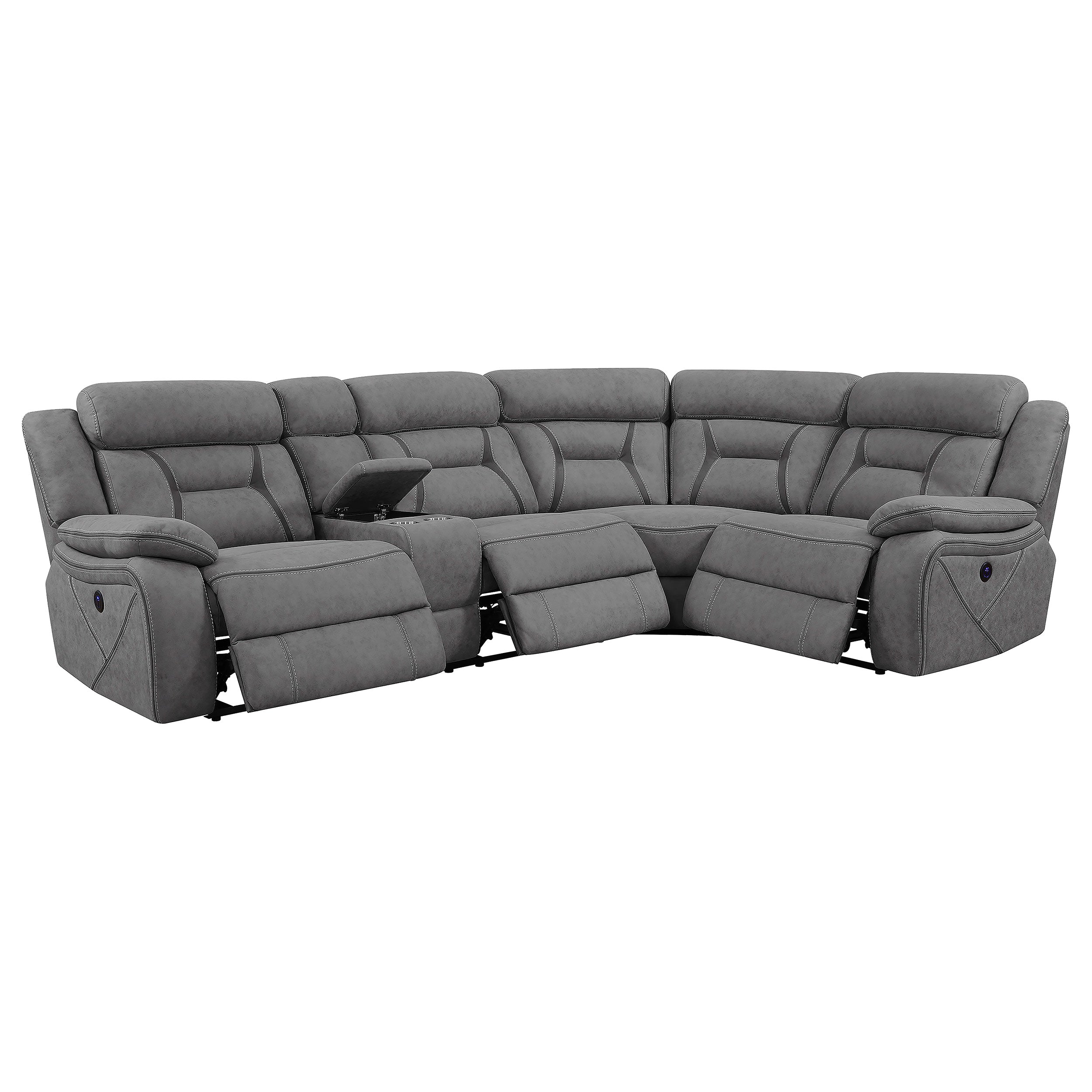 Higgins  Upholstered Power Sectional Grey