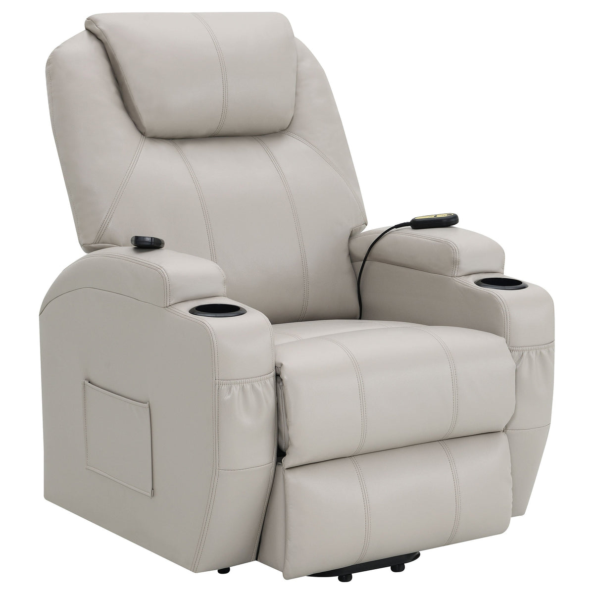 Sanger Upholstered Power Lift Recliner Chair with Massage Champagne