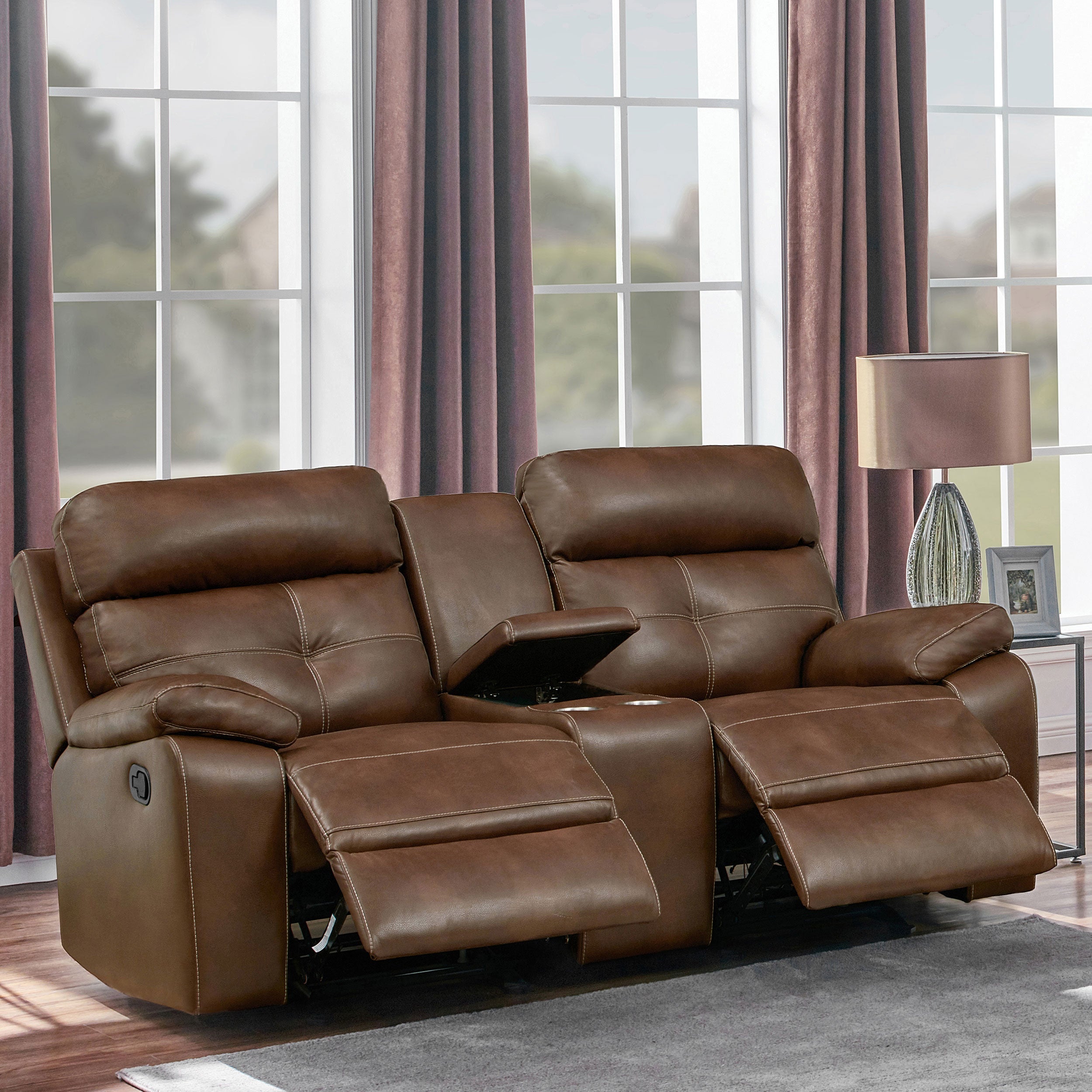 Damiano Button Tufted Glider Loveseat Tri-tone Brown