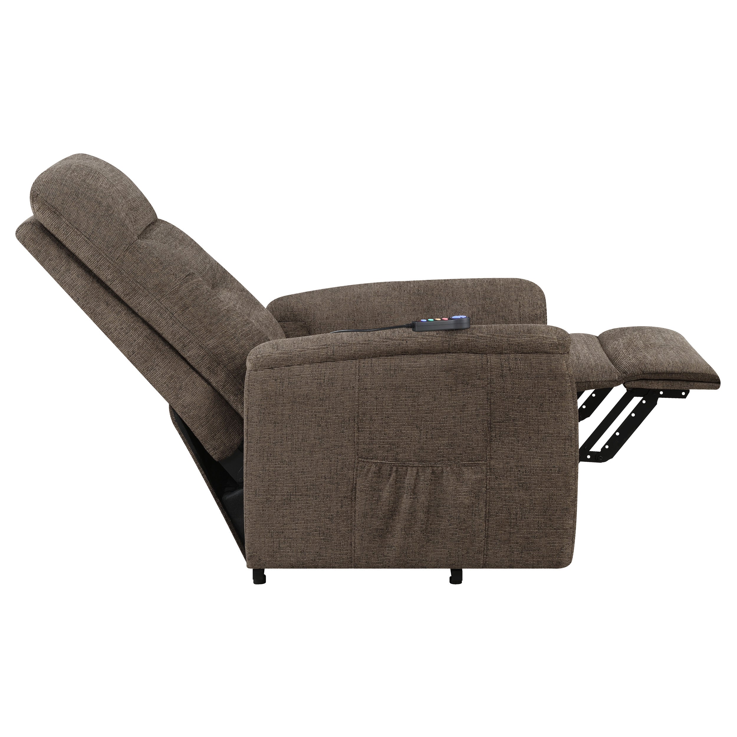 Henrietta Power Lift Recliner with Storage Pocket Brown