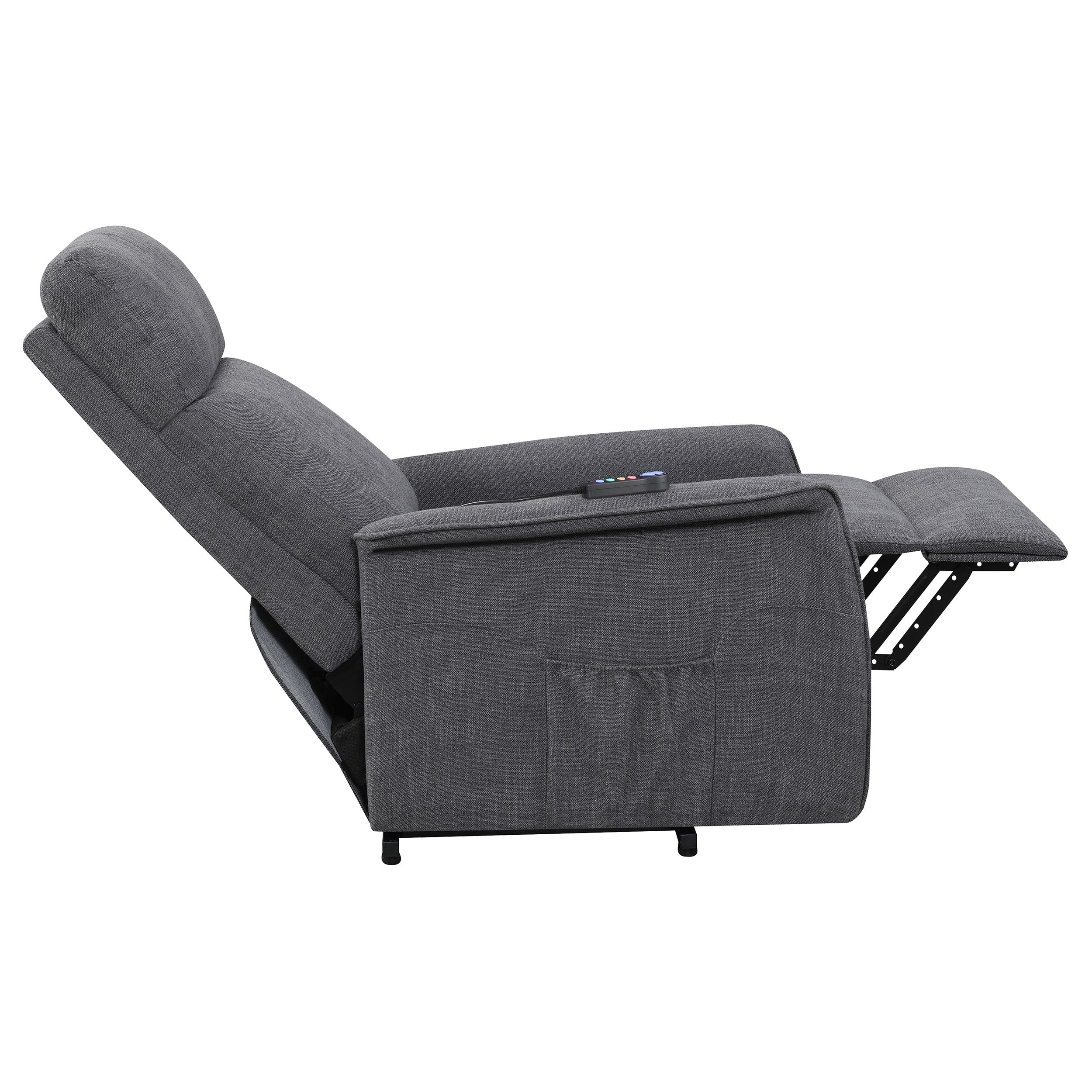 Herrera Power Lift Recliner with Wired Remote Charcoal