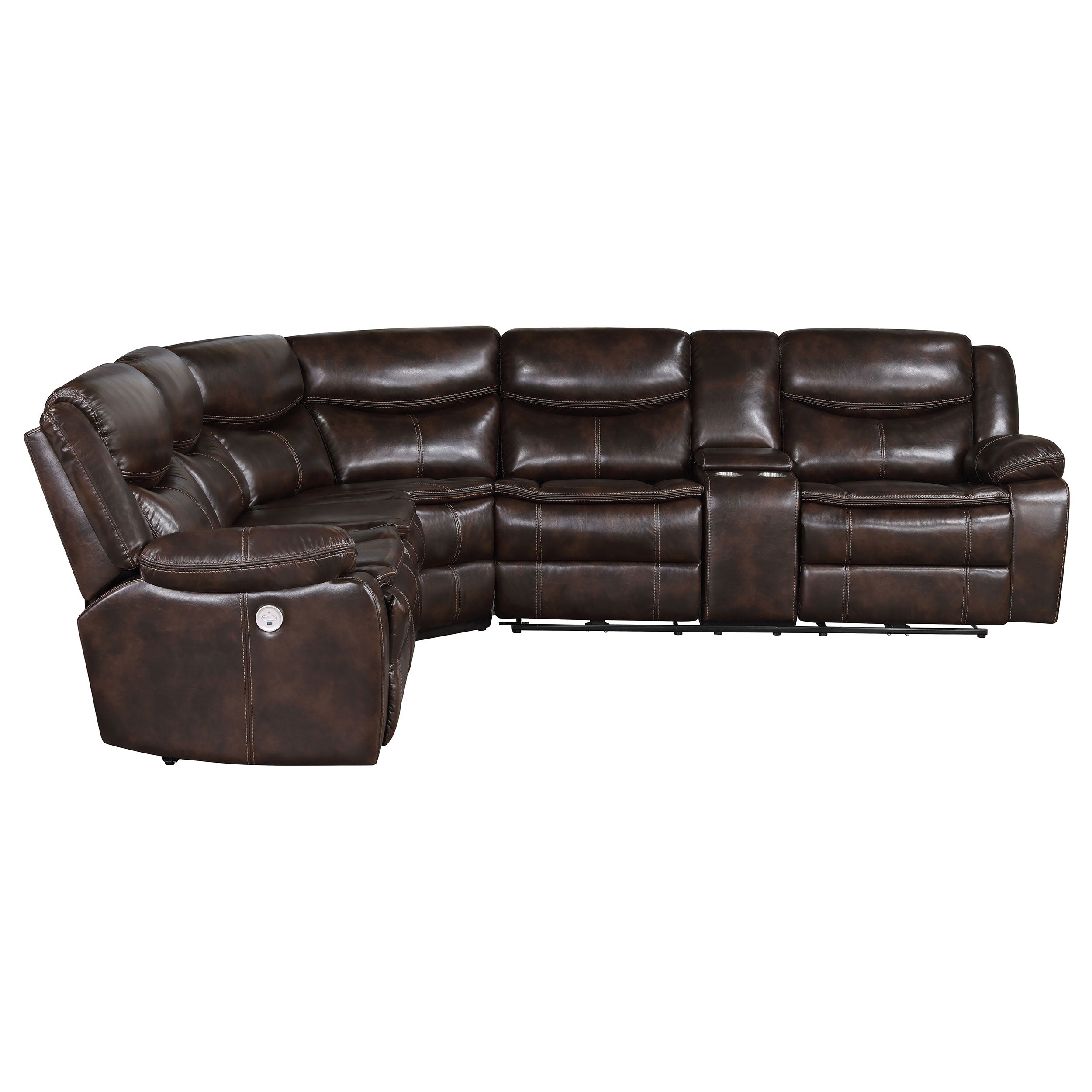 Sycamore Upholstered Power Reclining Sectional Sofa Dark Brown