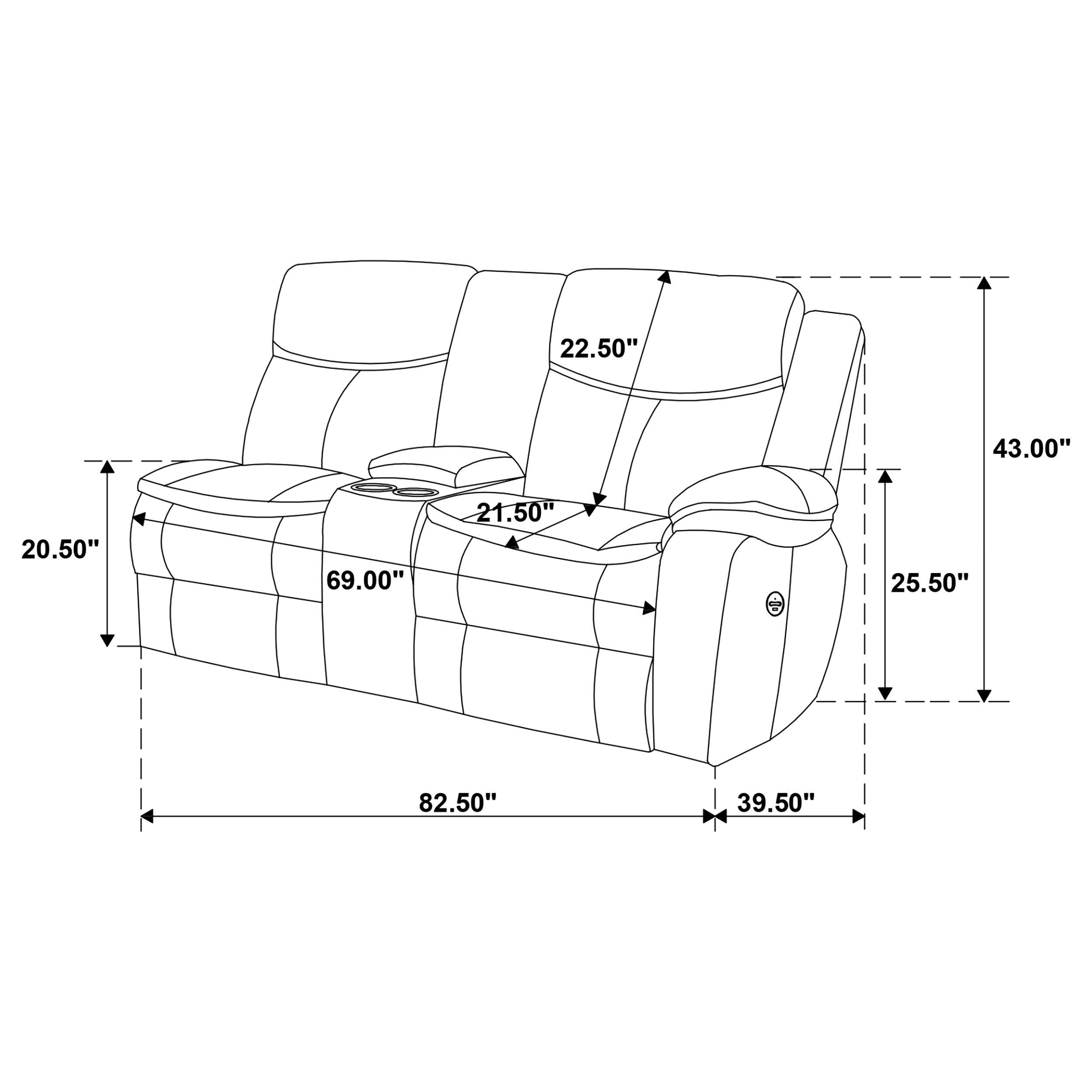 Sycamore Upholstered Power Reclining Sectional Sofa Dark Grey