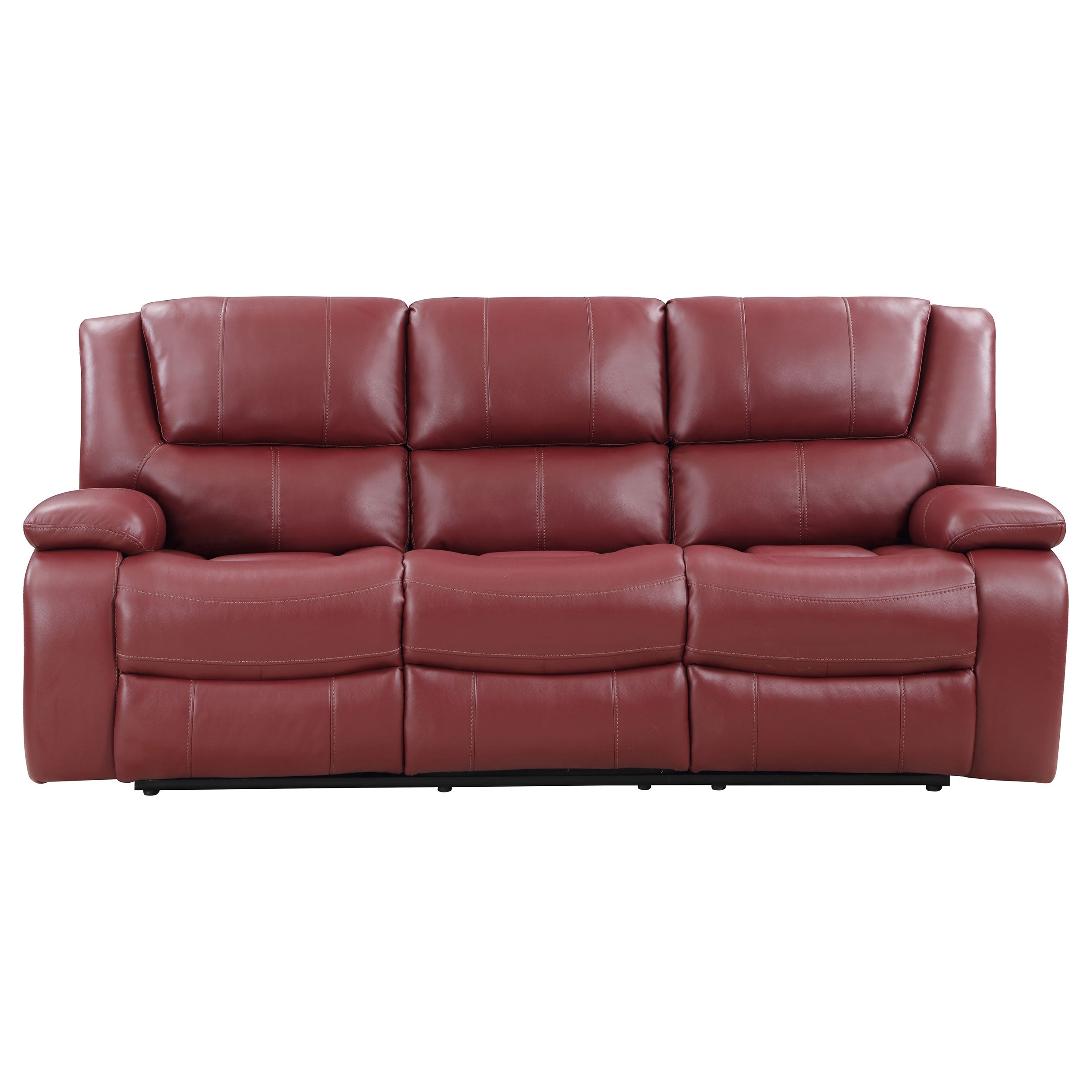 Camila 2-piece Upholstered Reclining Sofa Set Red Faux Leather