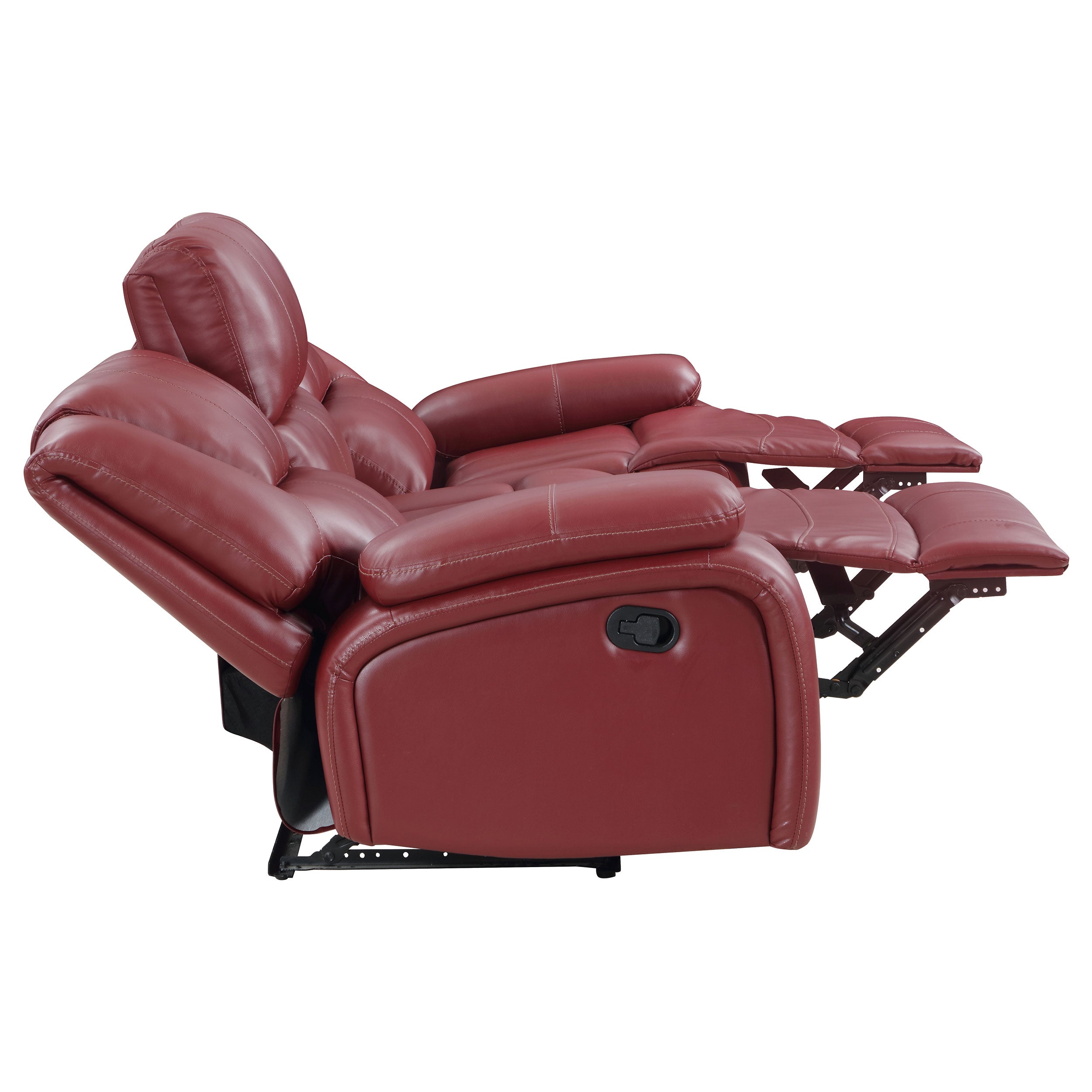 Camila 2-piece Upholstered Reclining Sofa Set Red Faux Leather