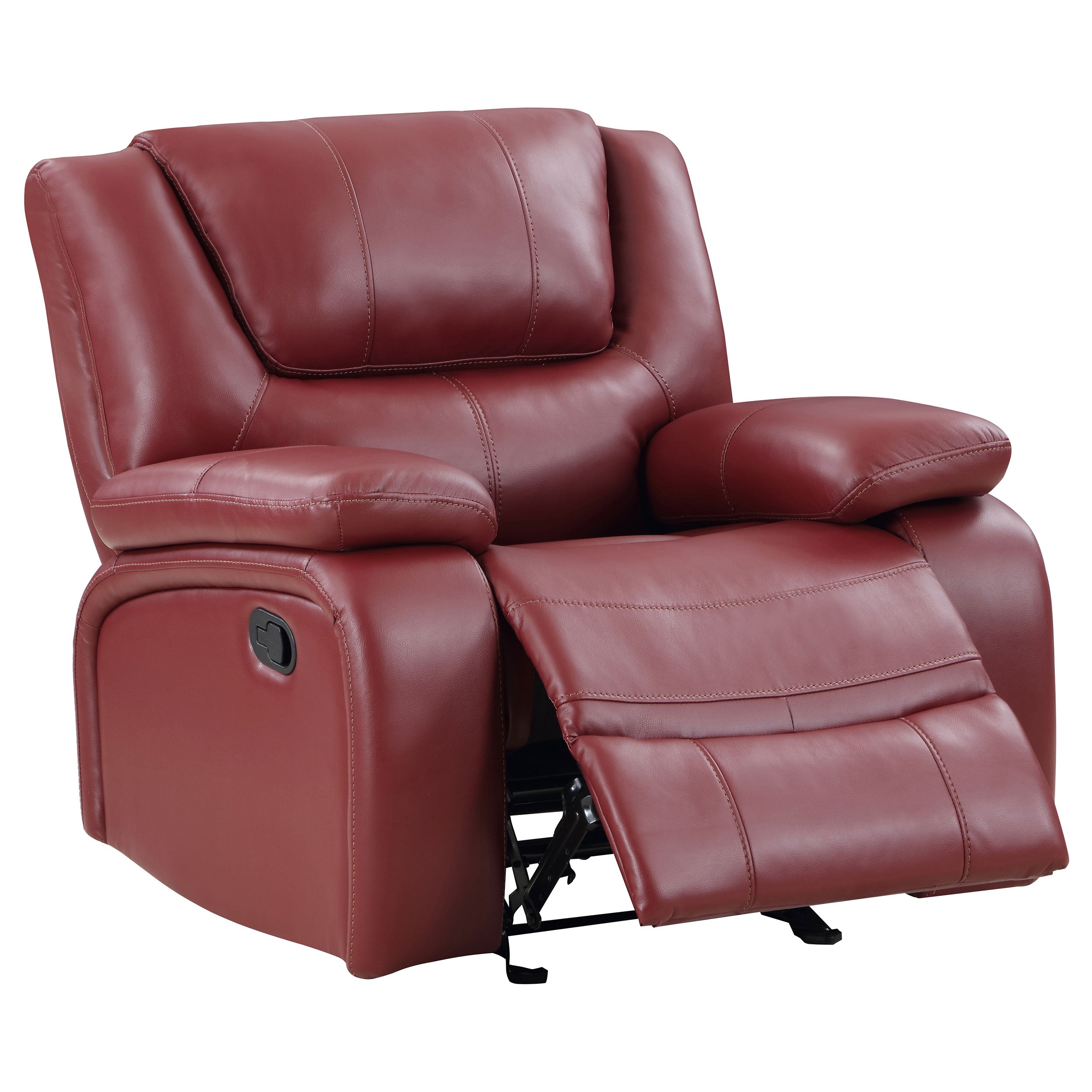 Camila 2-piece Upholstered Reclining Sofa Set Red Faux Leather