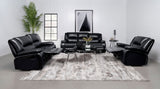 Camila 2-piece Upholstered Motion Reclining Sofa Set Black