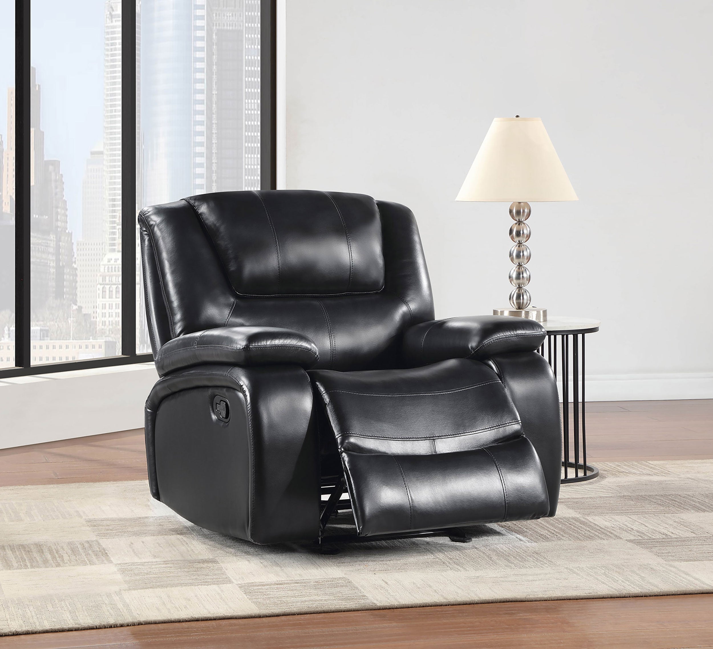 Camila Upholstered Glider Recliner Chair Black