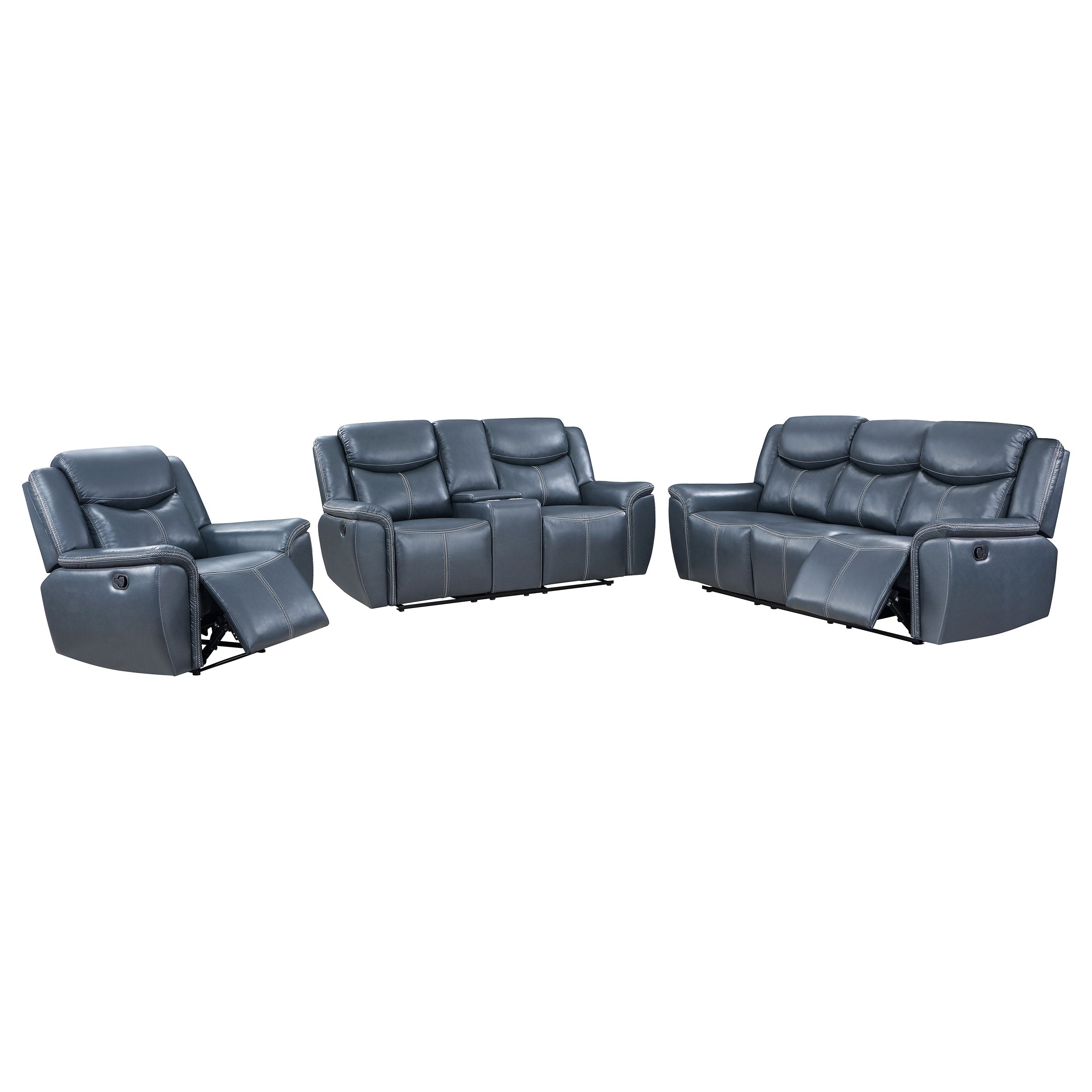 Sloane 2-piece Upholstered Motion Reclining Sofa Set Blue