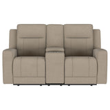 Brentwood Upholstered Motion Reclining Loveseat Taupe