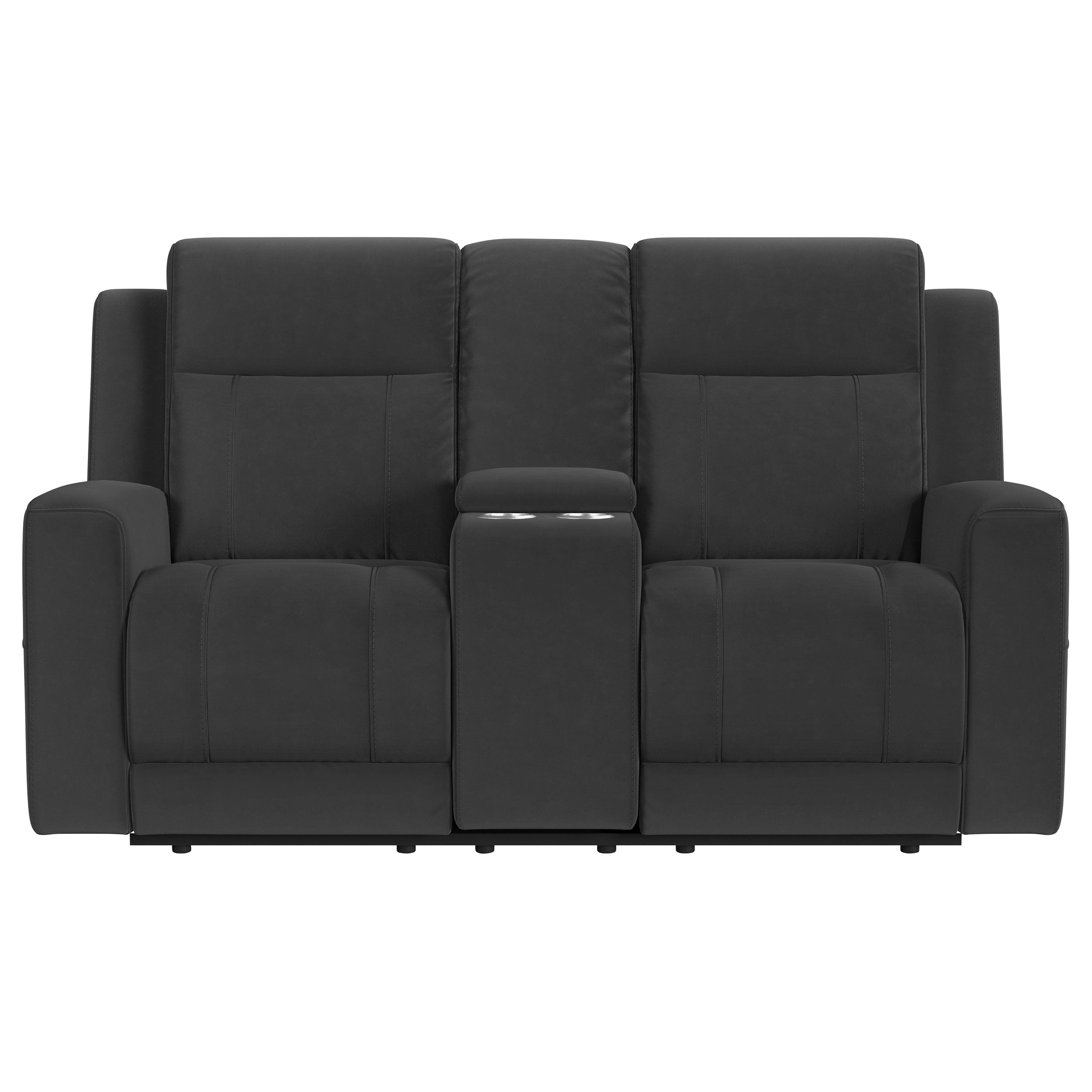 Brentwood Upholstered Motion Reclining Loveseat Dark Charcoal