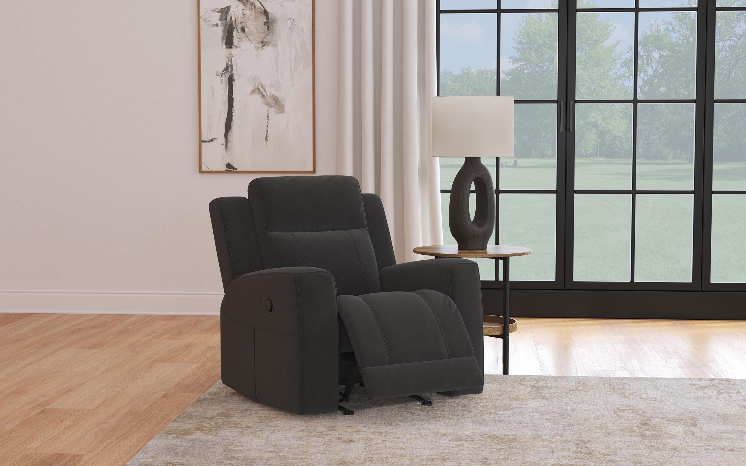 Brentwood Upholstered Recliner Chair Dark Charcoal