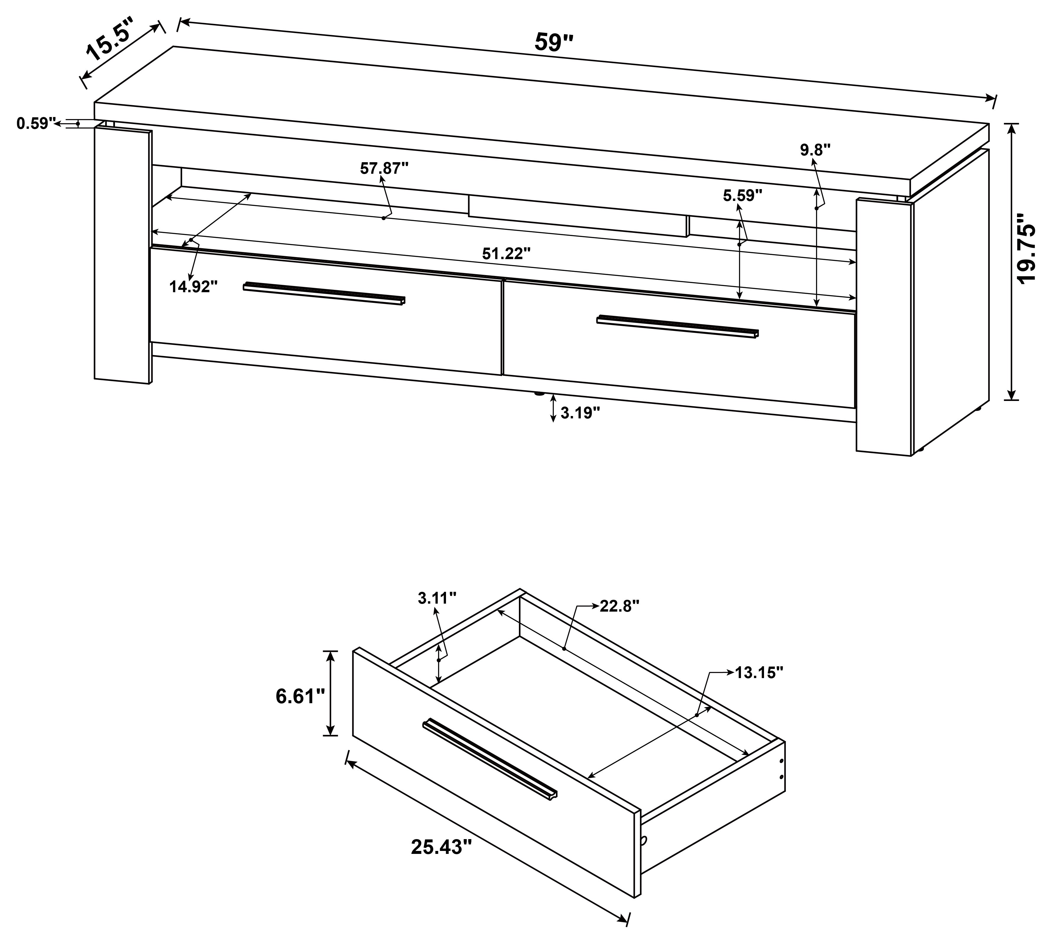 Elkton 2-drawer TV Console Weathered Brown