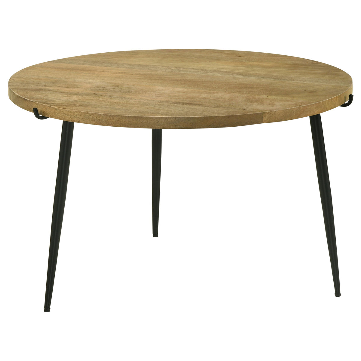 Pilar Round Solid Wood Top Coffee Table Natural and Black