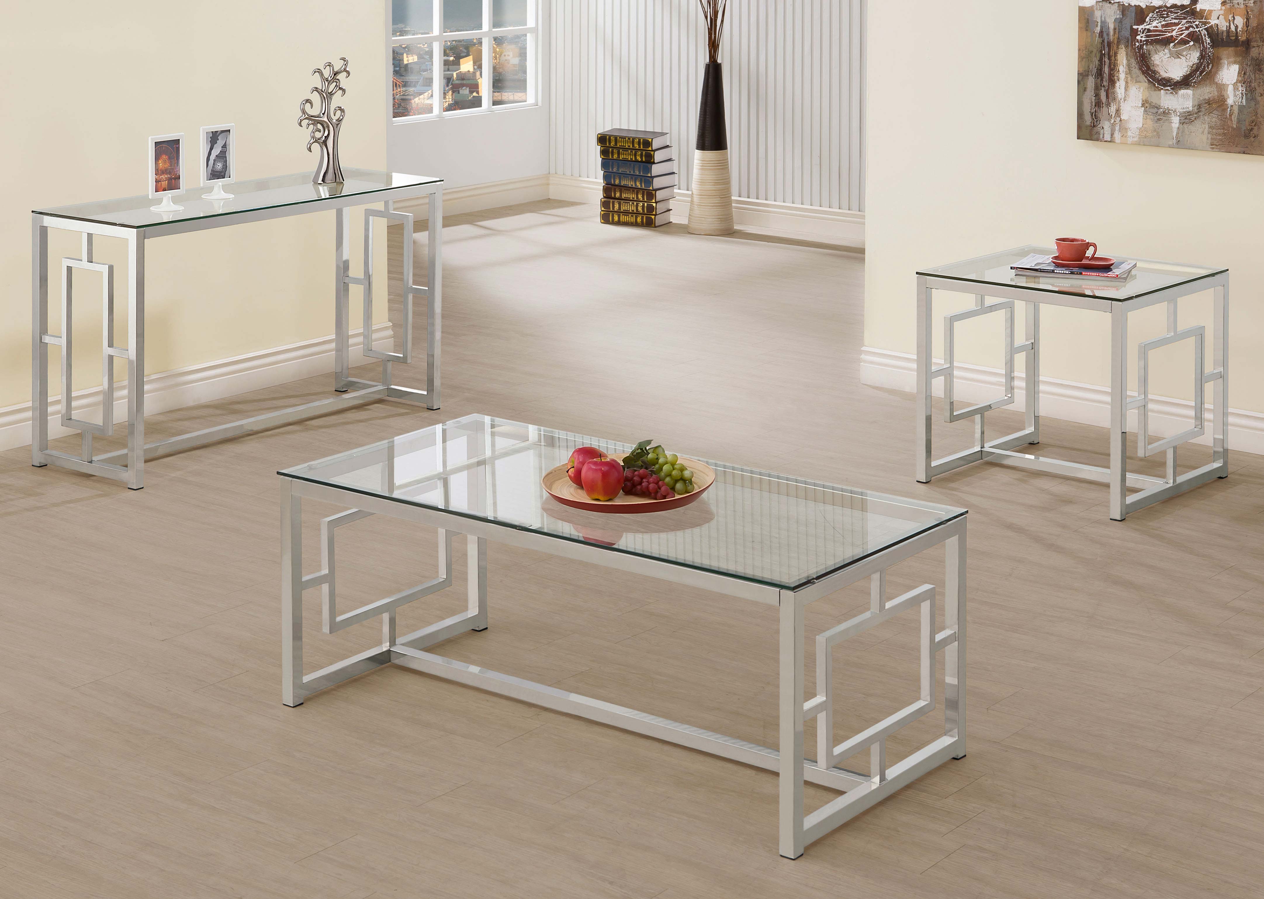 Merced Rectangle Glass Top Coffee Table Nickel