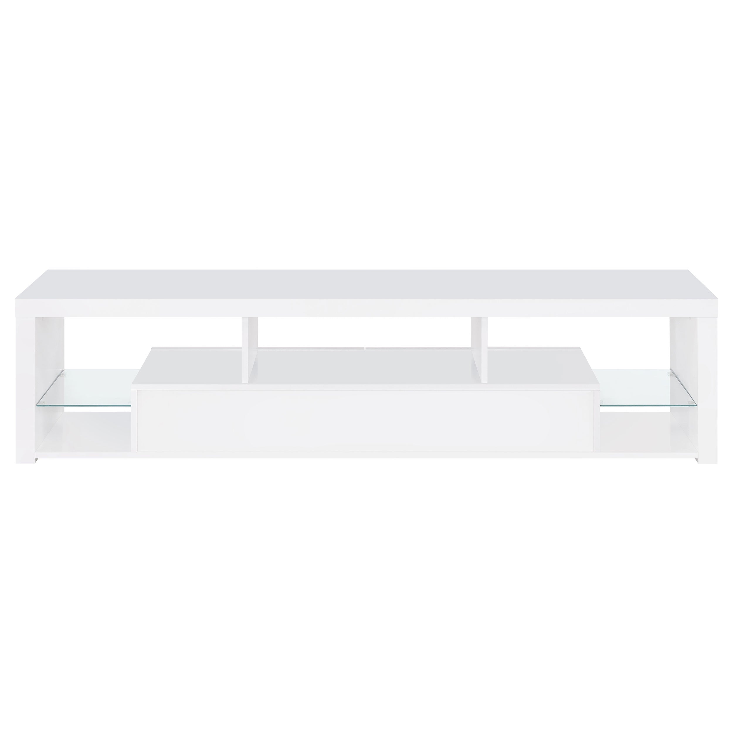 Jude 2-drawer 71" TV Stand With Shelving White High Gloss