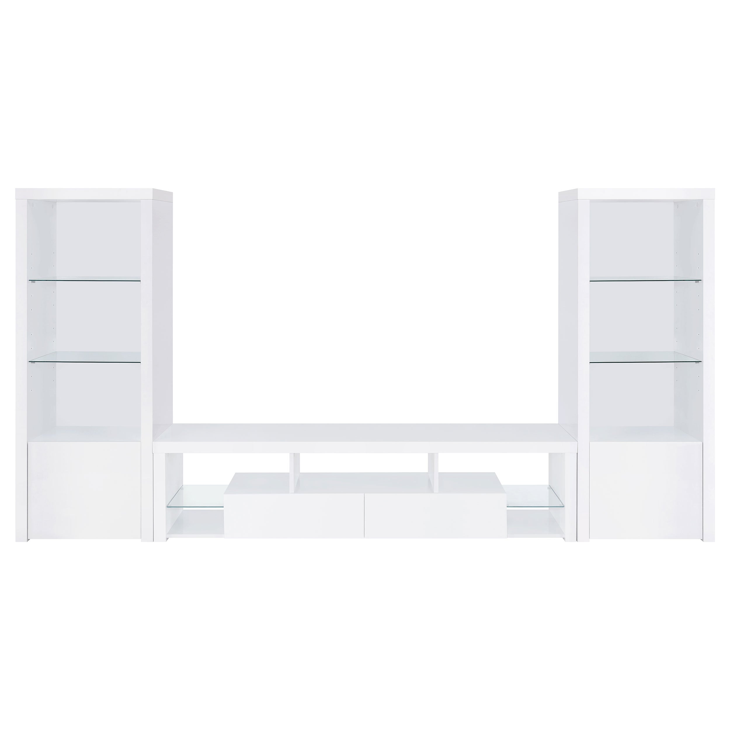 Jude 2-drawer 71" TV Stand With Shelving White High Gloss