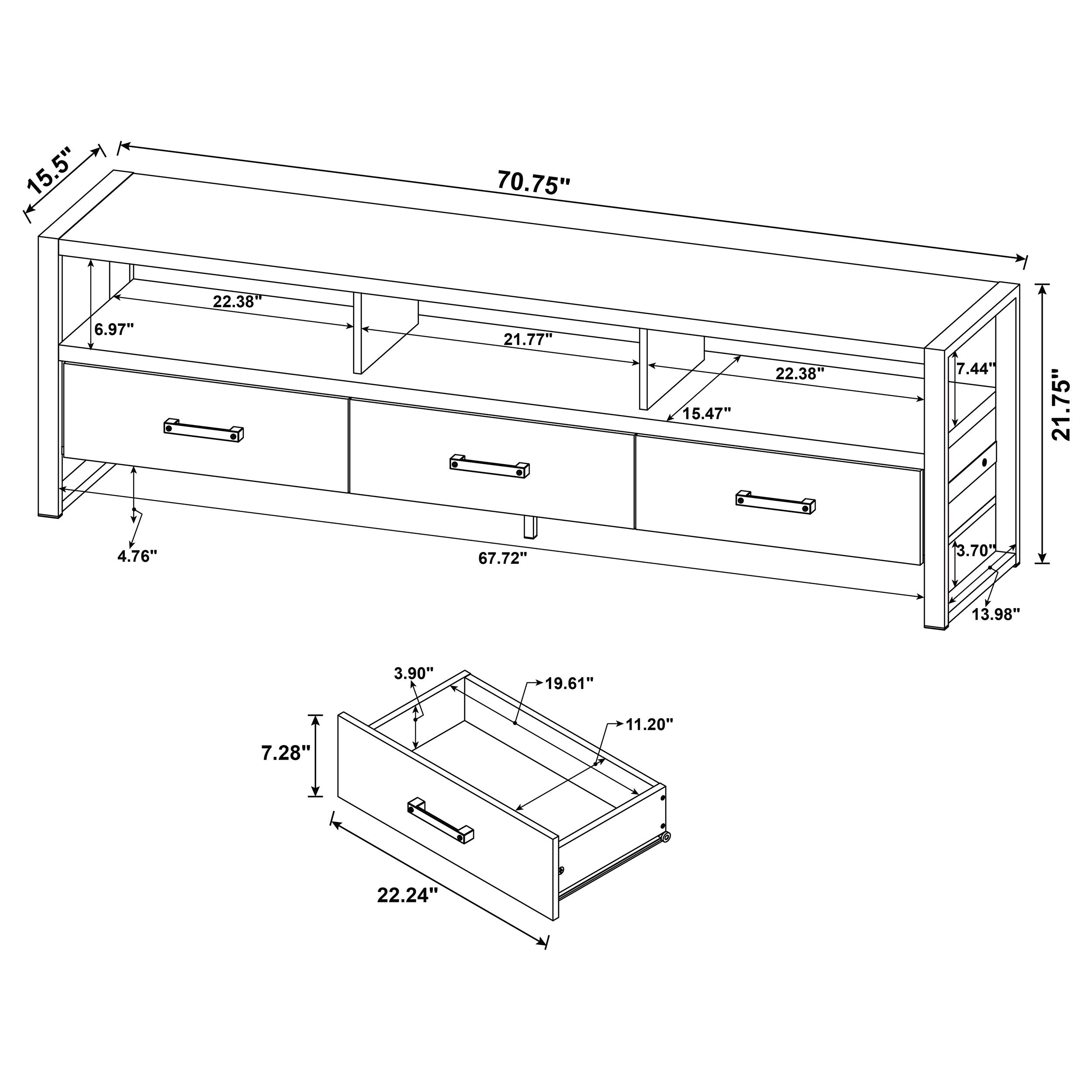 James 2-drawer Composite Wood 48" TV Stand Antique Pine