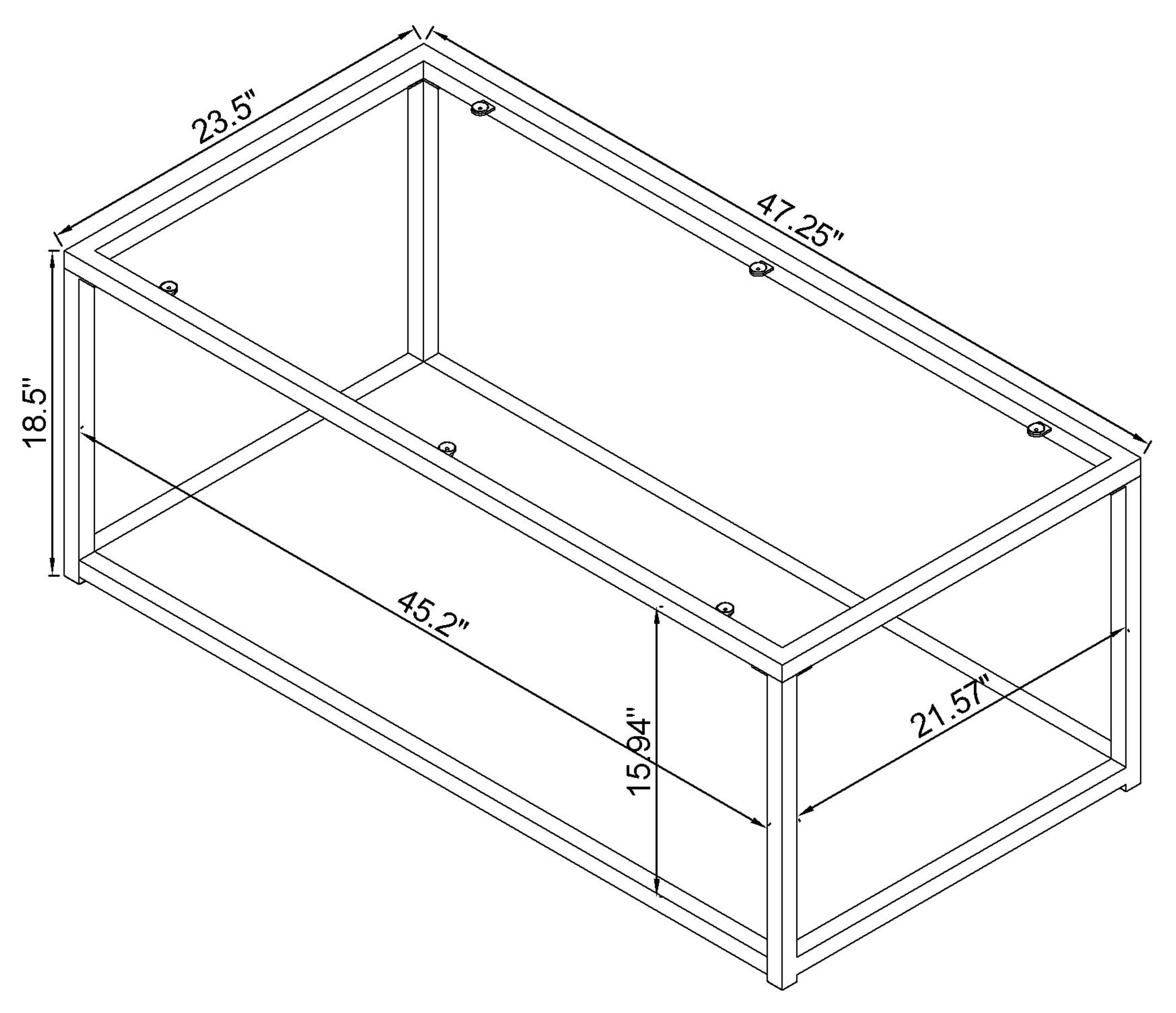 Cora Coffee Table with Mirror Shelf Chocolate Chrome