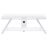 Marcia 1-drawer Wood 60" TV Stand White High Gloss and Chrome