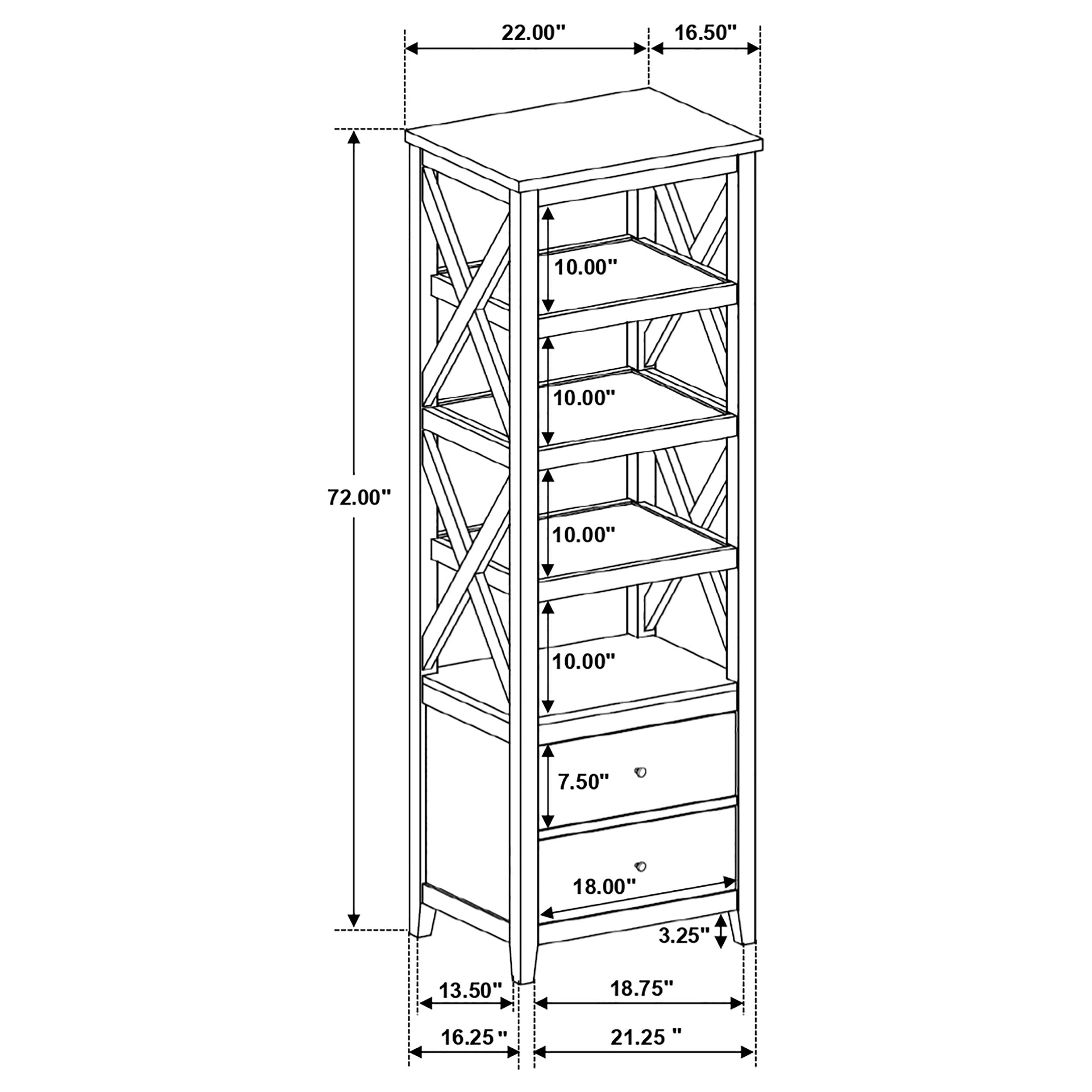 Angela 4-shelf Wooden Media Tower with Drawers Brown and White