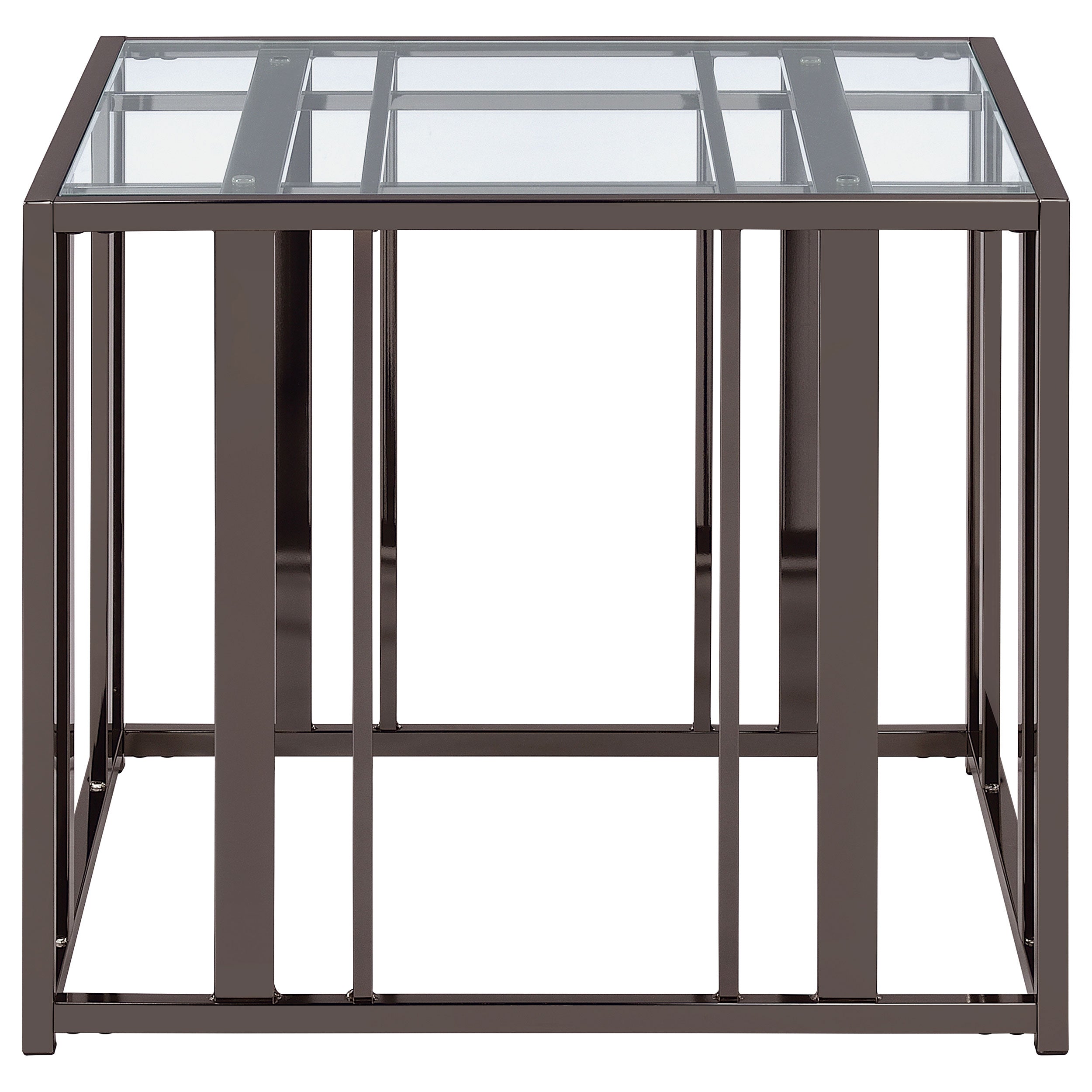 Adri Rectangular Glass Top End Table Clear and Black Nickel