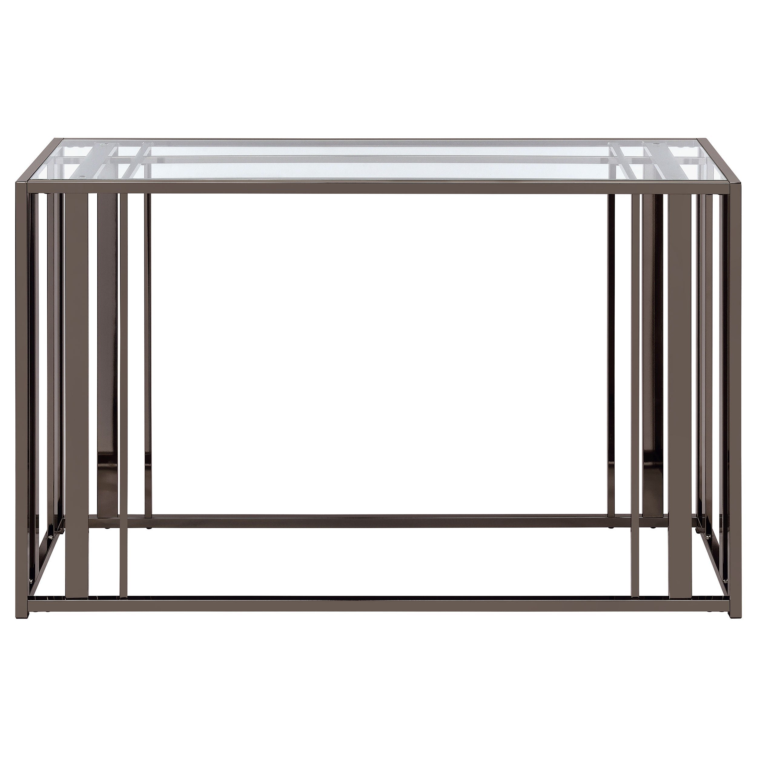 Adri Rectangular Glass Top Sofa Table Clear and Black Nickel