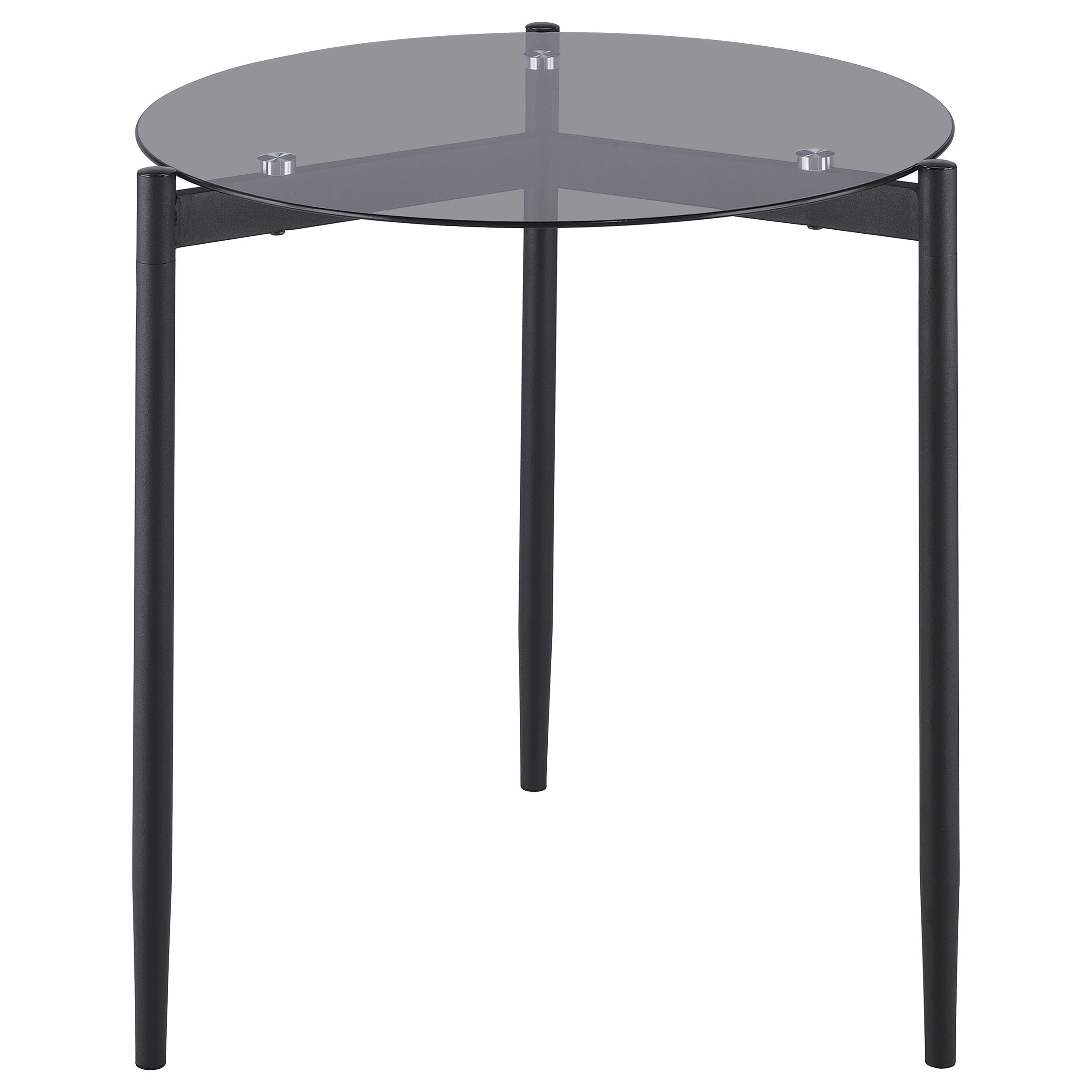 Rosalie Round Smoked Glass Top End Table Sandy Black