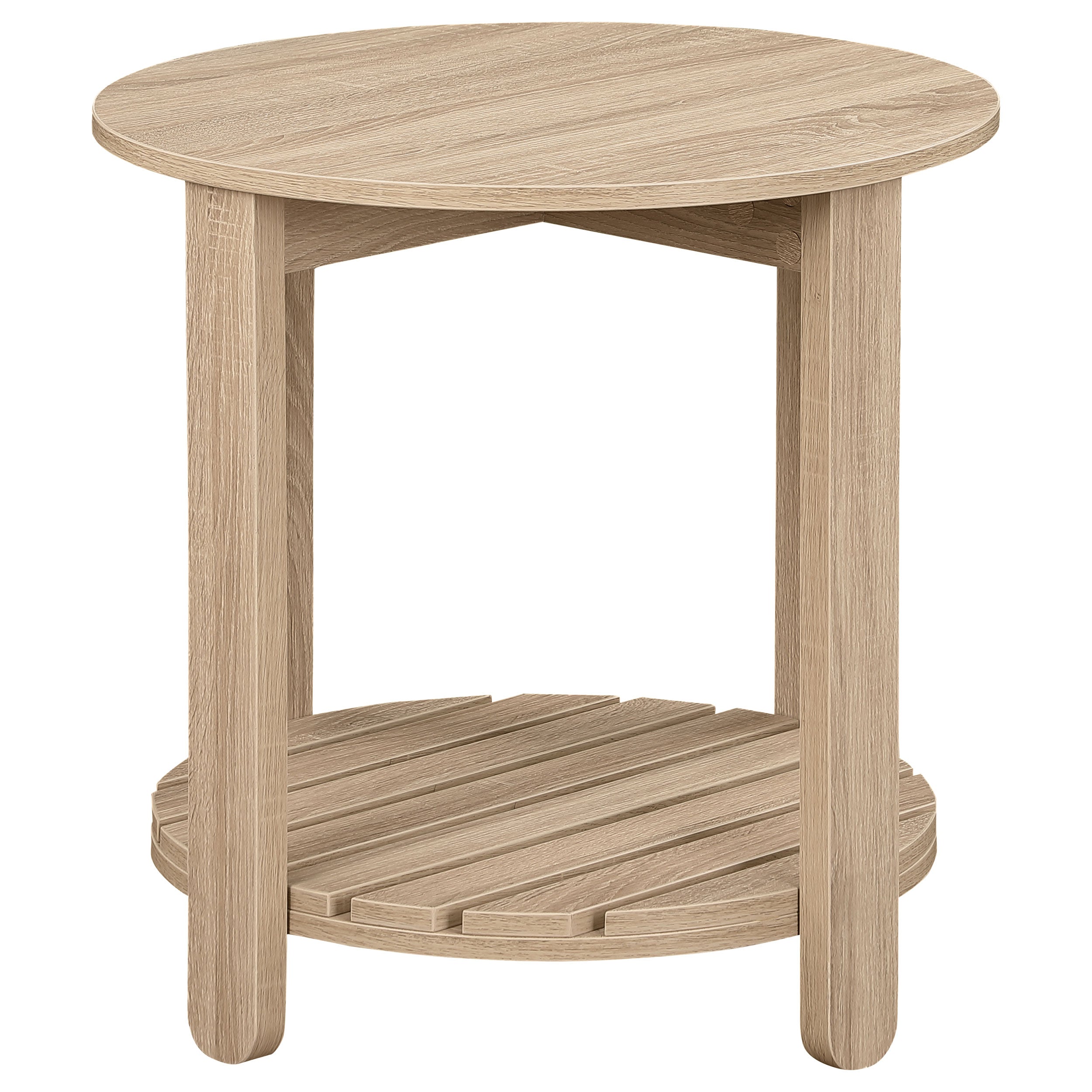 Fowler 1-shelf Round Engineered Wood Side End Table Natural