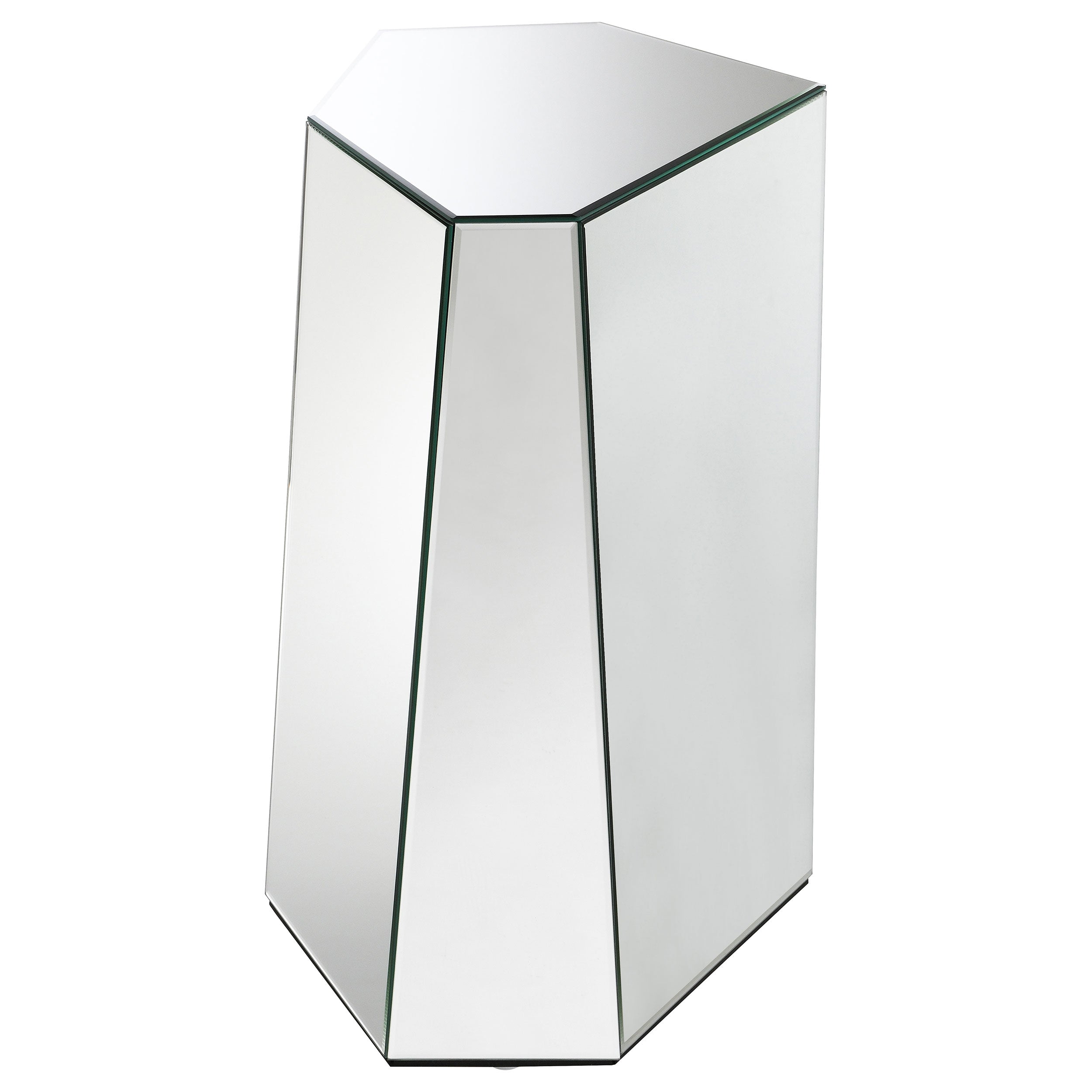 Capella Mirrored Abstract Geometric End Table Silver