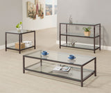 Trini Sofa Table with Glass Shelf Black Nickel