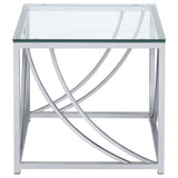 Lille Glass Top Square End Table Accents Chrome