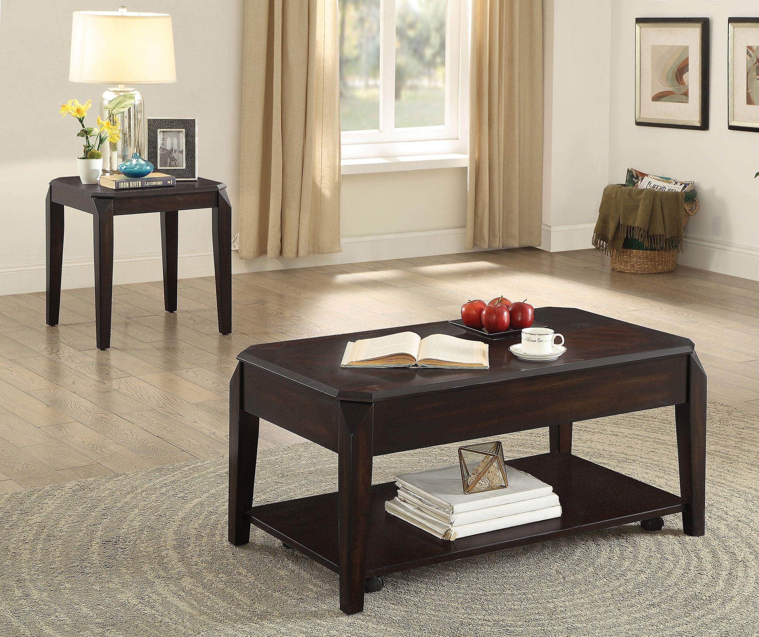 Baylor Lift Top Coffee Table with Hidden Storage Walnut