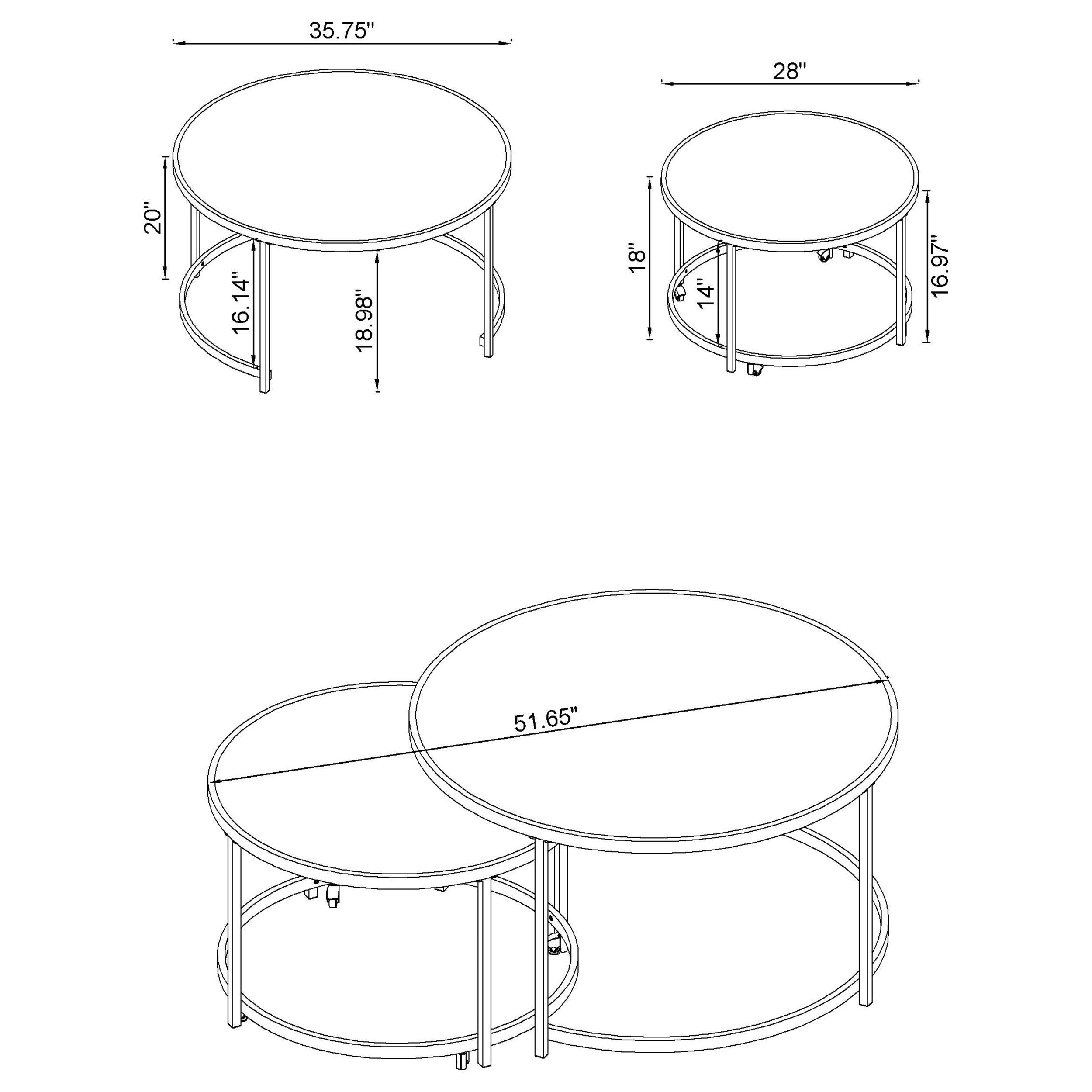 Lynn 2-piece Round Nesting Table White and Chrome