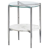 Cadee Round Glass Top End Table Clear and Chrome