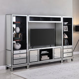 Natalia 2-door 60" TV Stand Black Titanium and Silver