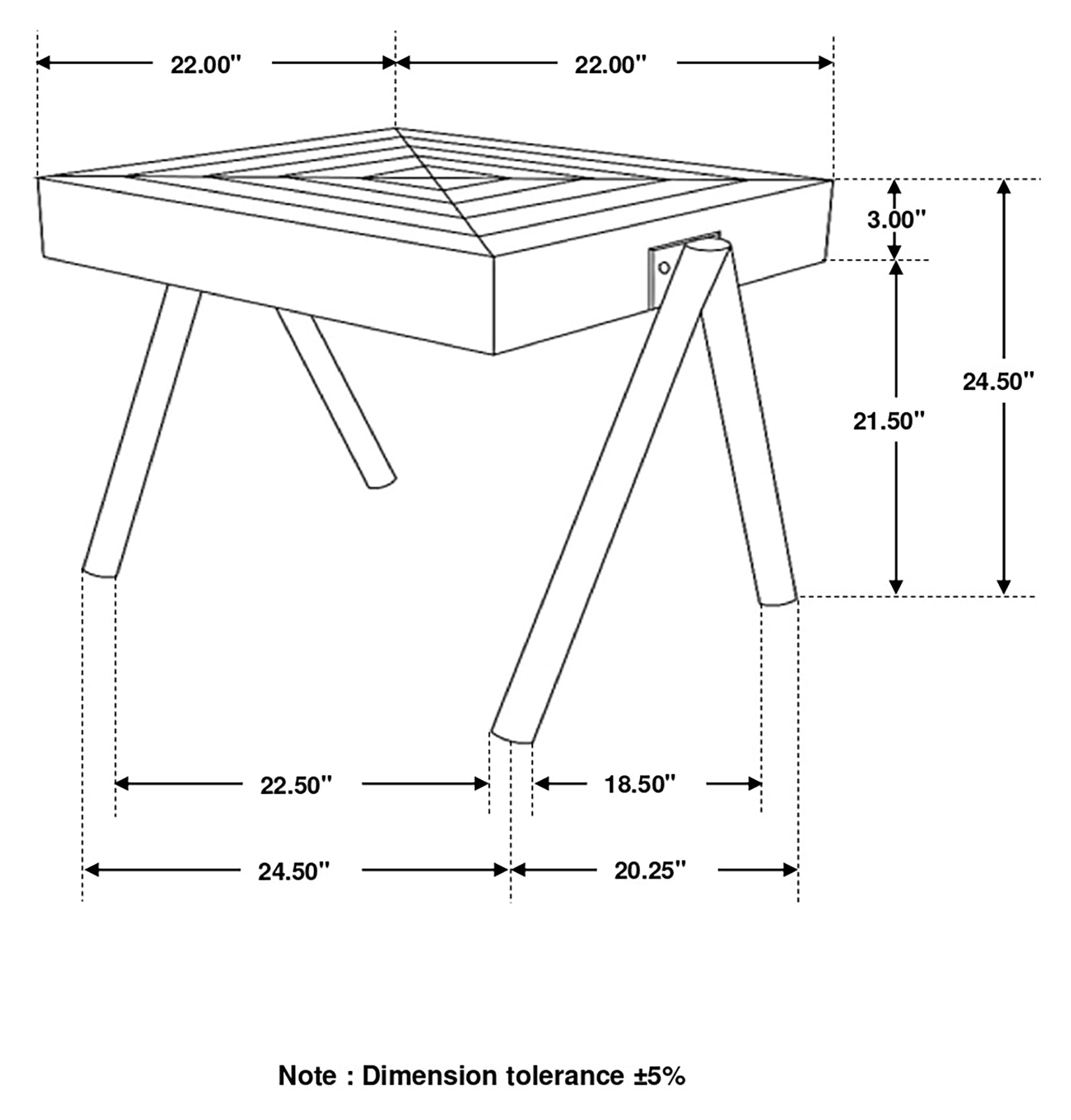 Avery Square End Table with Metal Legs Natural and Black