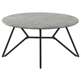 Hadi Round Coffee Table with Hairpin Legs Cement and Gunmetal