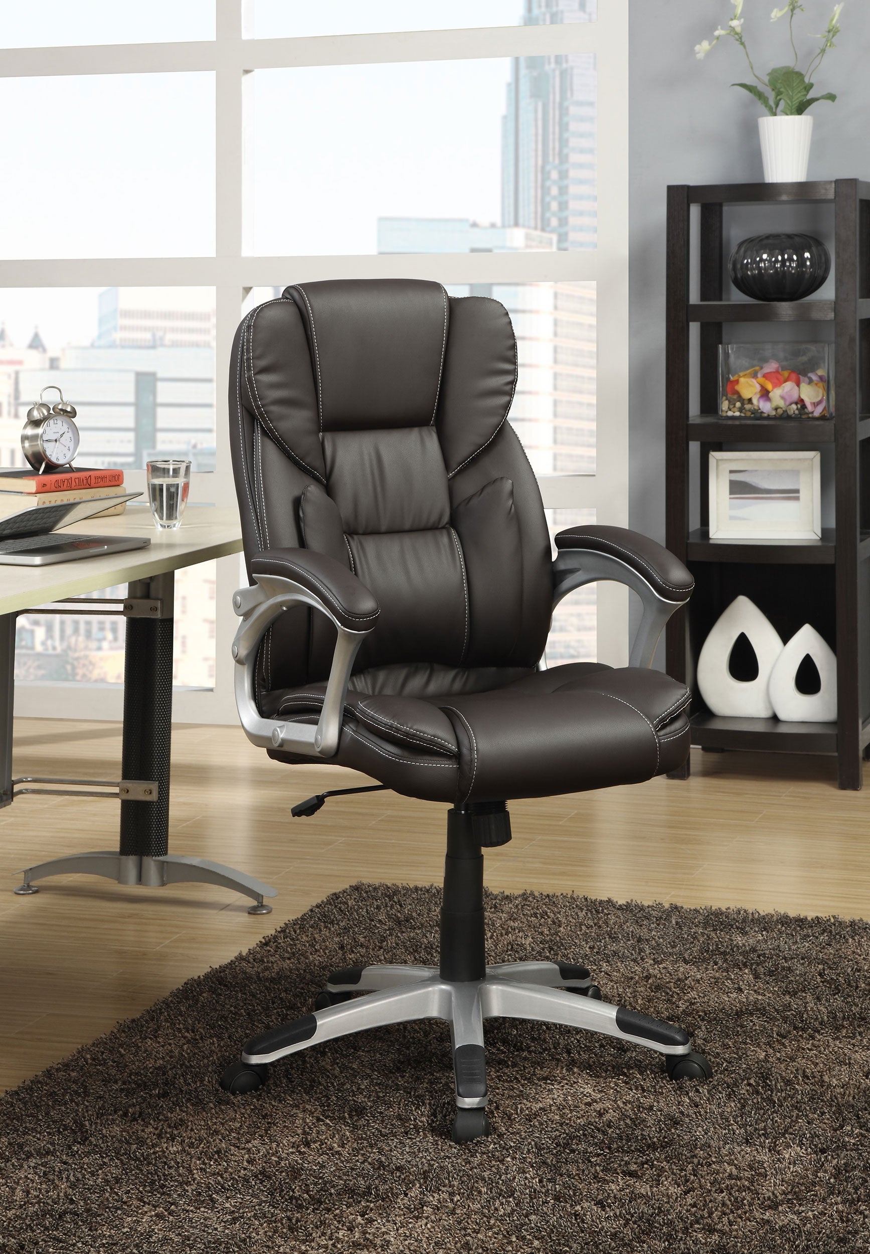 Kaffir Adjustable Height Office Chair Dark Brown and Silver