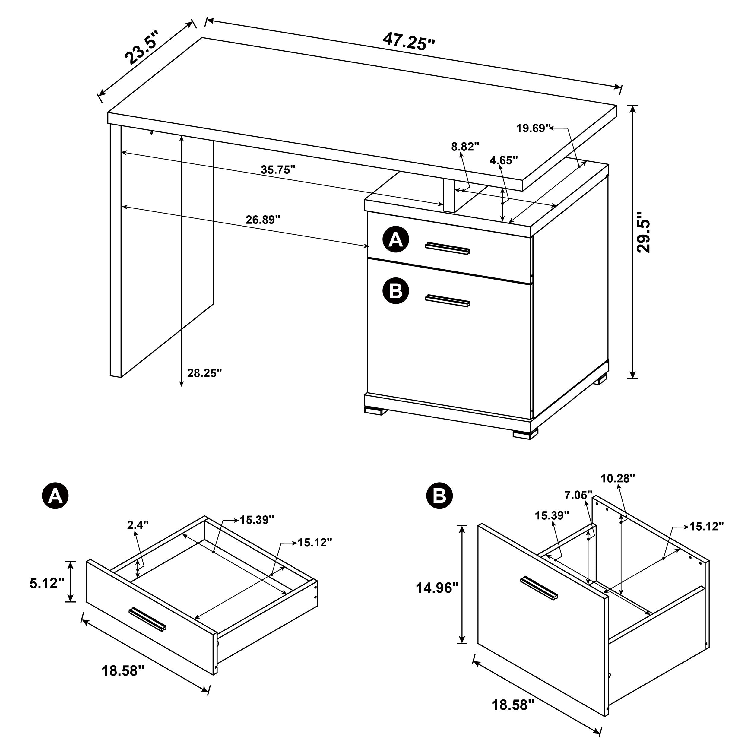 Irving 2-drawer Office Desk with Cabinet Cappuccino