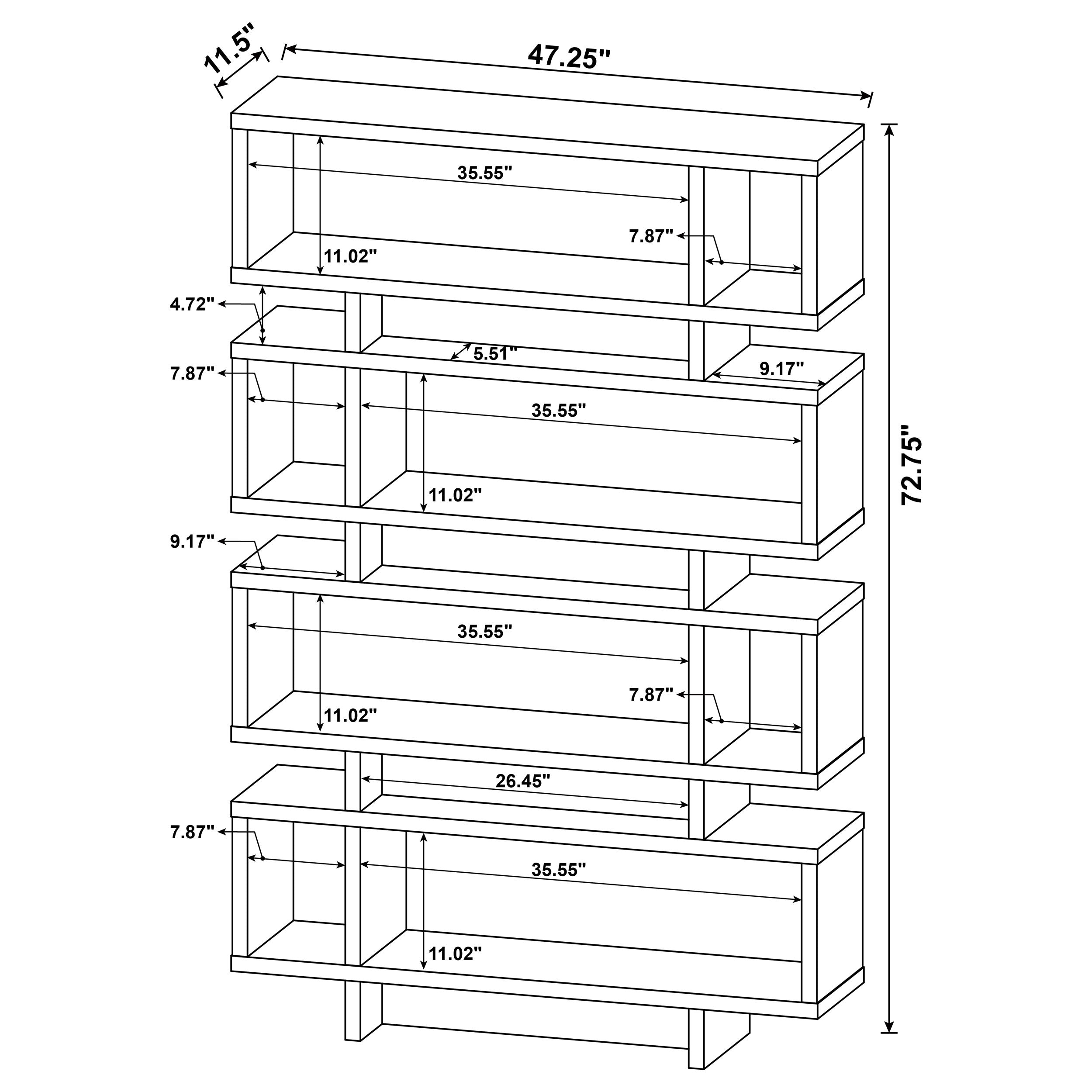 Reid 4-tier Open Back Bookcase White