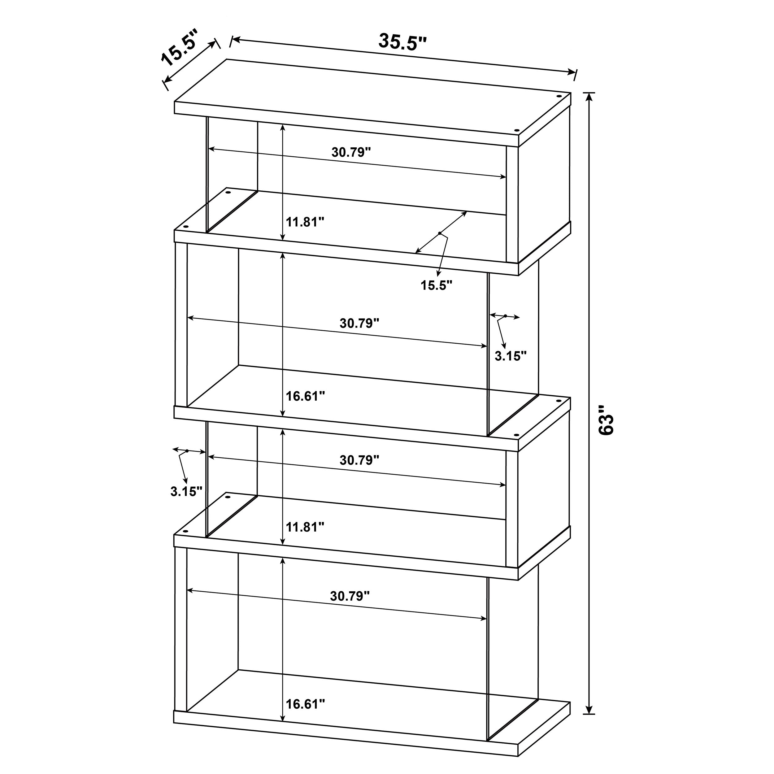 Emelle 4-tier Bookcase Black and Clear