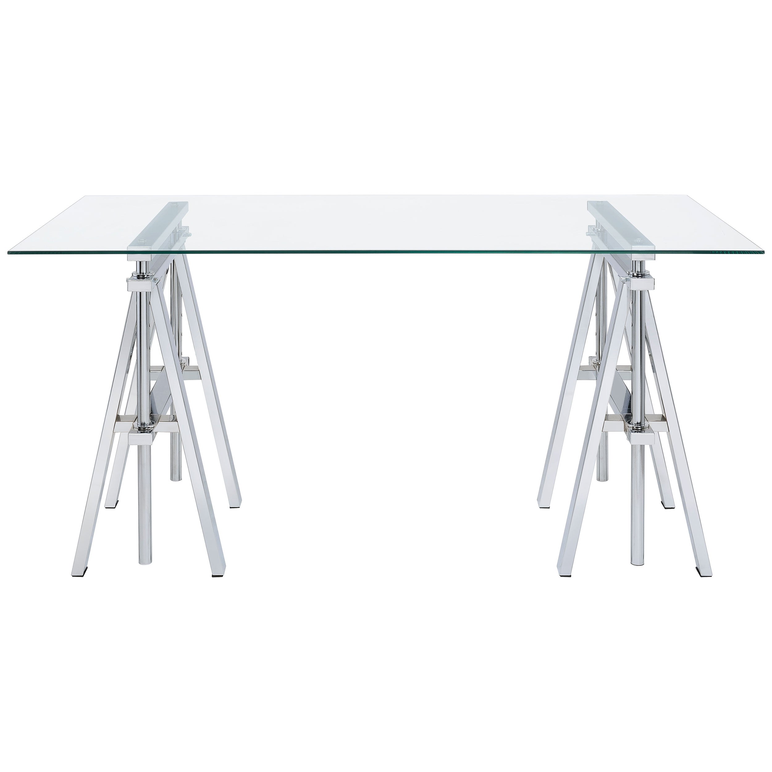 Statham Glass Top Adjustable Writing Desk Clear and Chrome