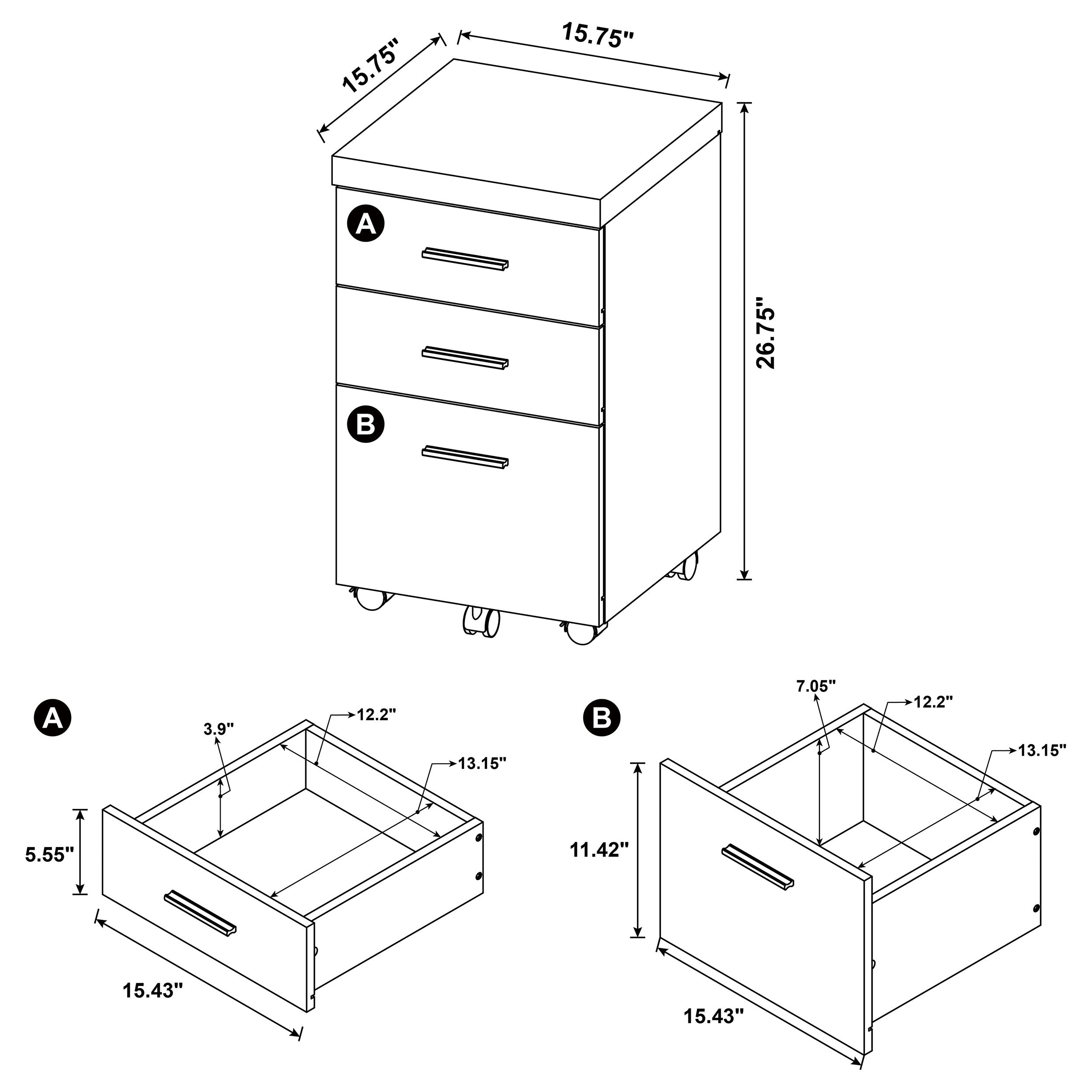 Skeena 3-drawer Mobile Storage Cabinet Cappuccino