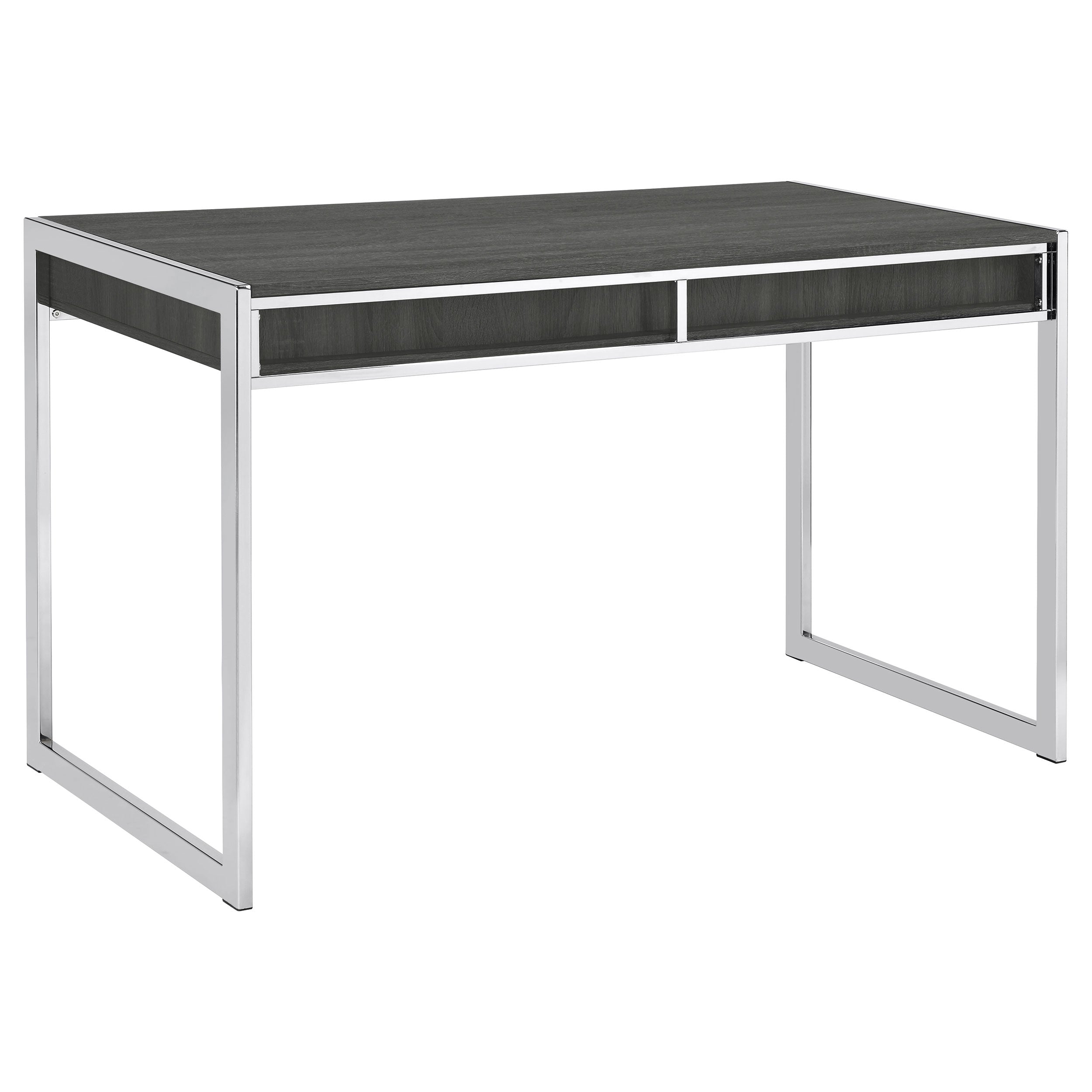 Wallice 2-drawer Writing Desk Weathered Grey and Chrome